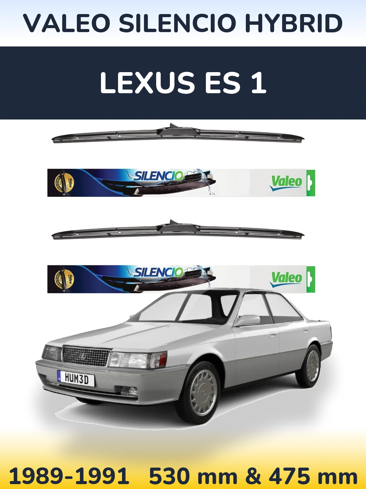 Sada předních stěračů Valeo Silencio Hybrid 530 a 475 mm pro Lexus ES 1 1989-1991