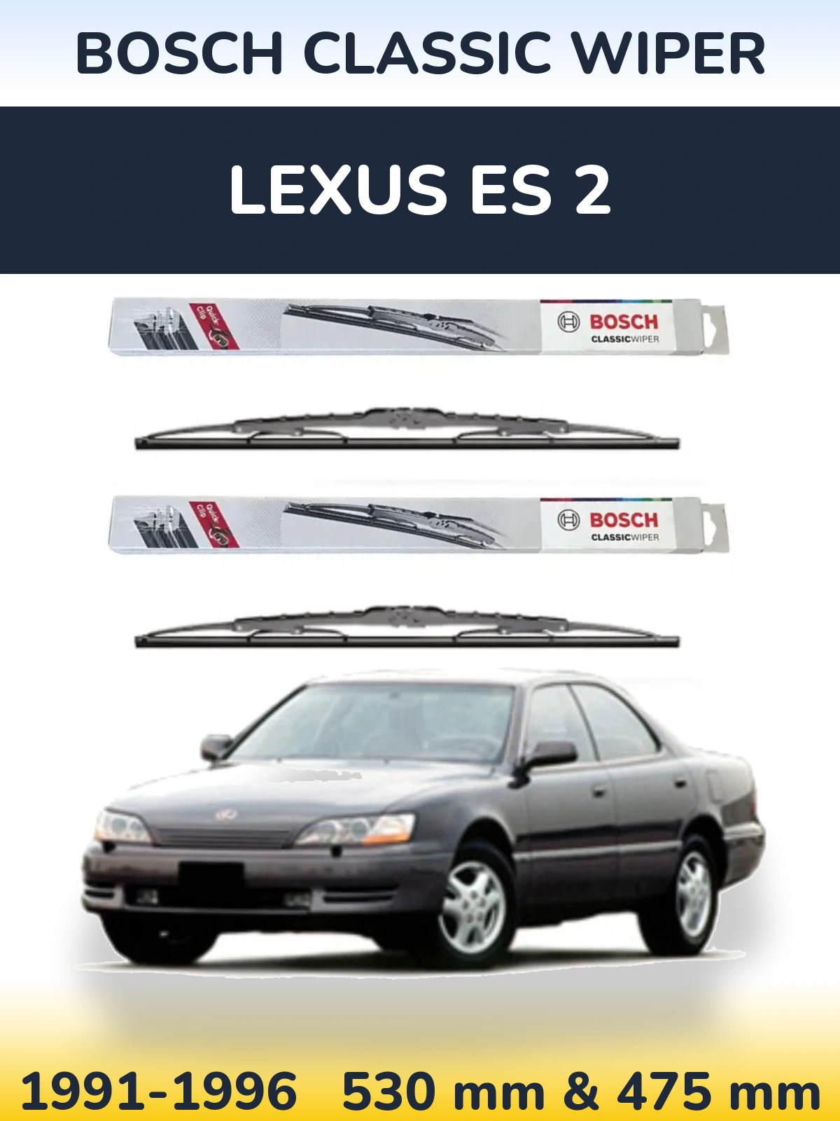 Sada předních stěračů BOSCH Classic Wiper 530 a 475 mm pro Lexus ES 2 1991-1996