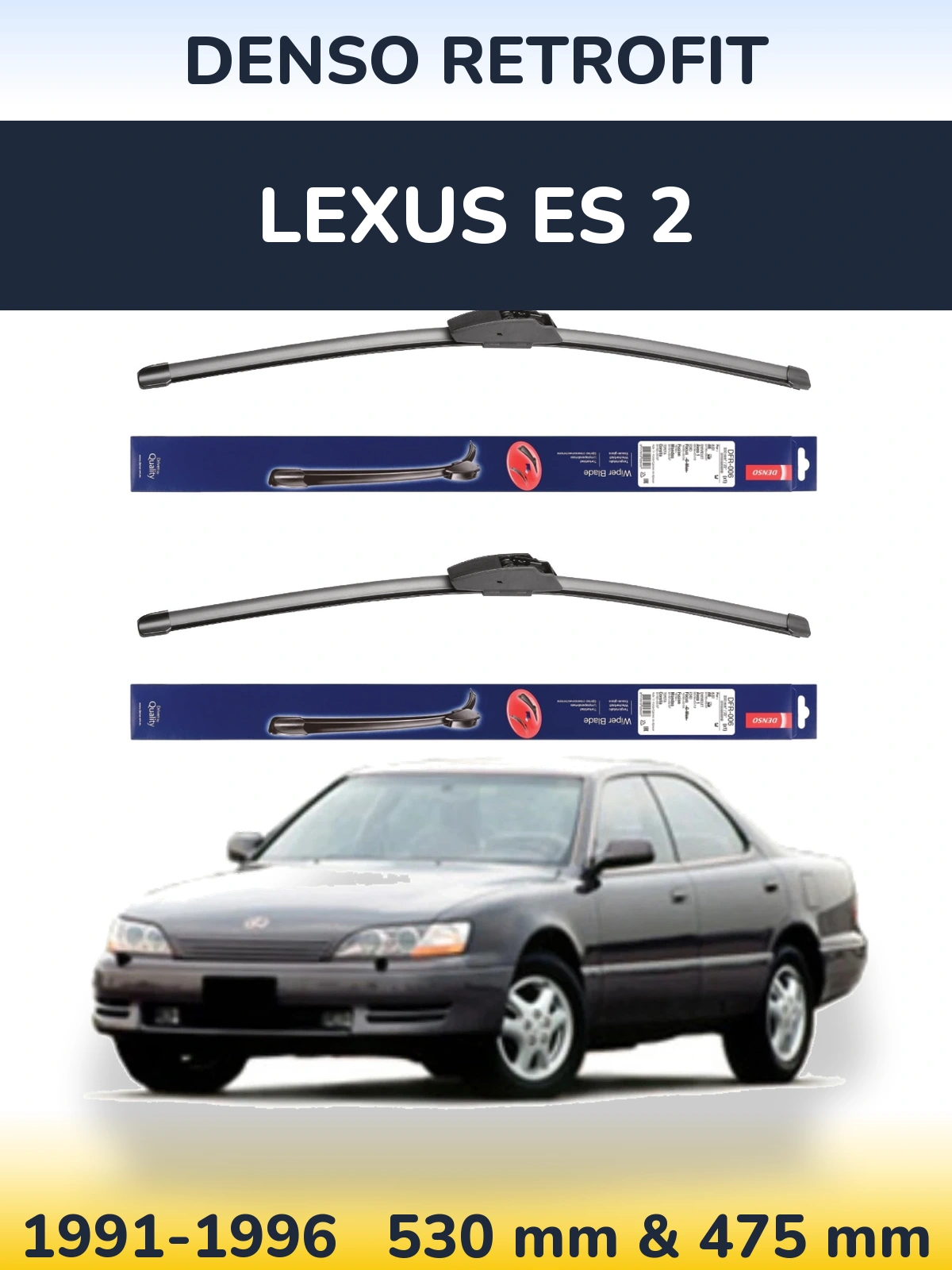 Sada předních stěračů Denso Retrofit 530 a 475 mm pro Lexus ES 2 1991-1996
