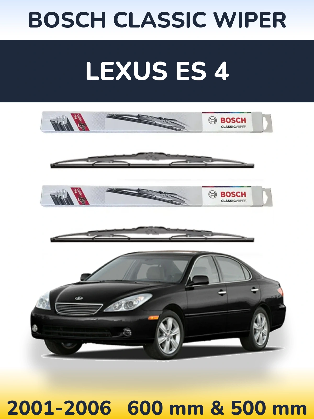 Sada předních stěračů BOSCH Classic Wiper 600 a 500 mm pro Lexus ES 4 2001-2006