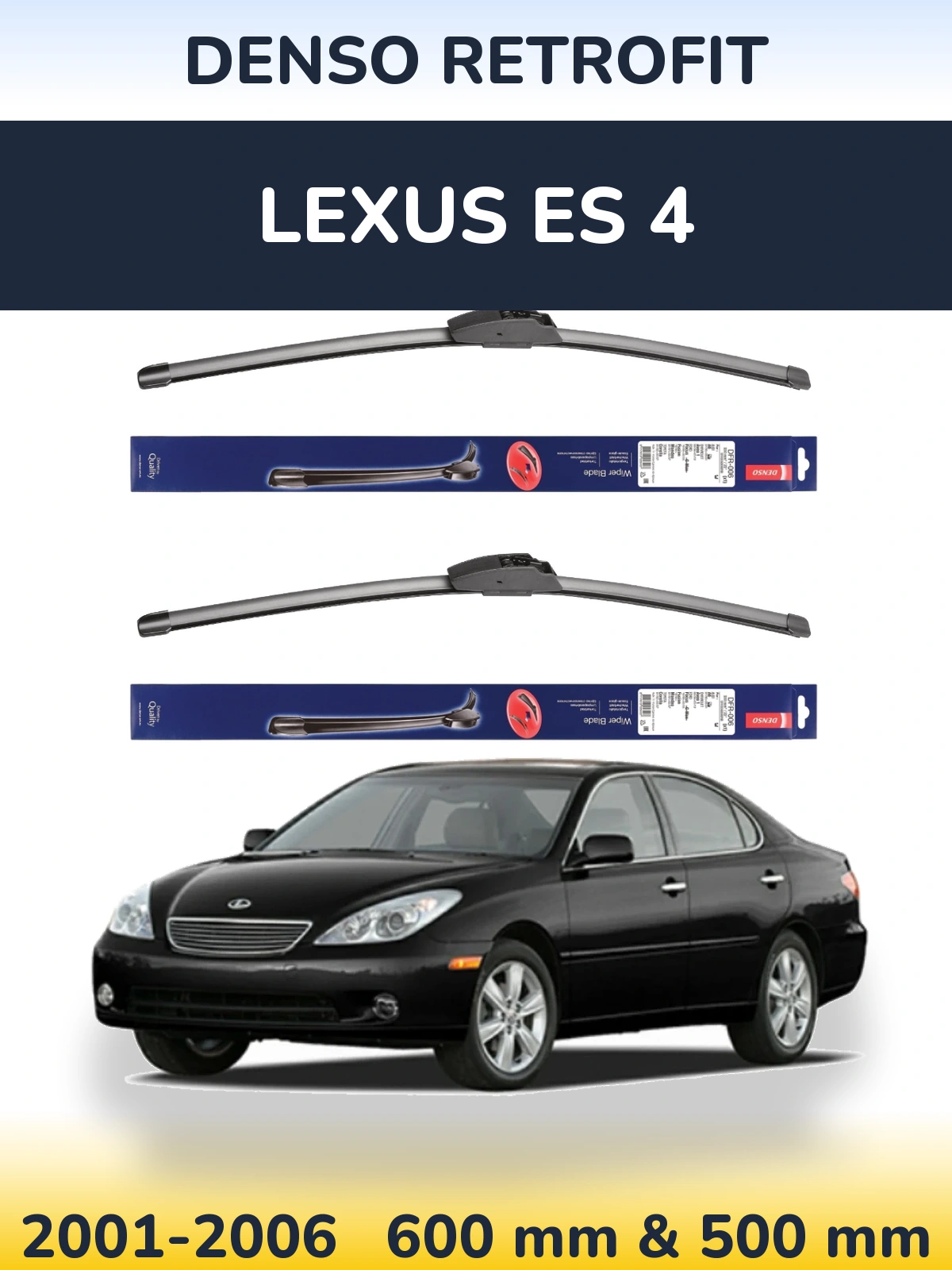 Sada předních stěračů Denso Retrofit 600 a 500 mm pro Lexus ES 4 2001-2006