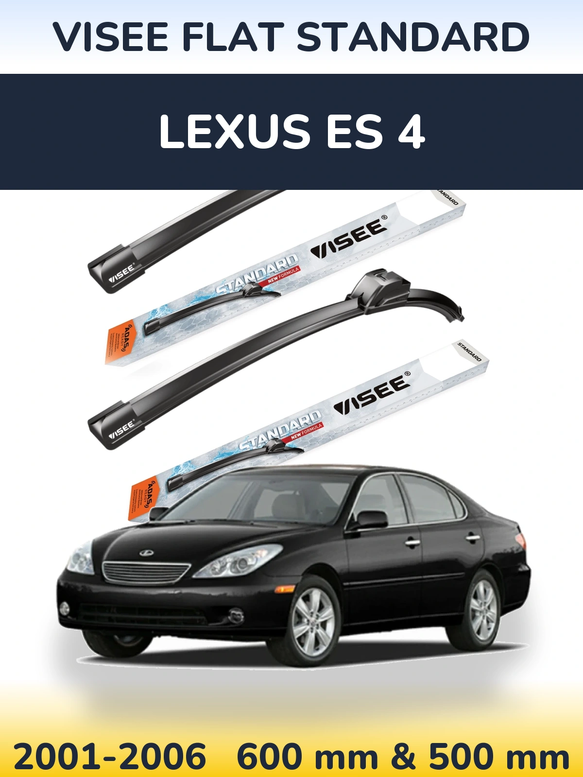 Sada předních stěračů VISEE FLAT STANDARD 600 a 500 mm pro Lexus ES 4 2001-2006
