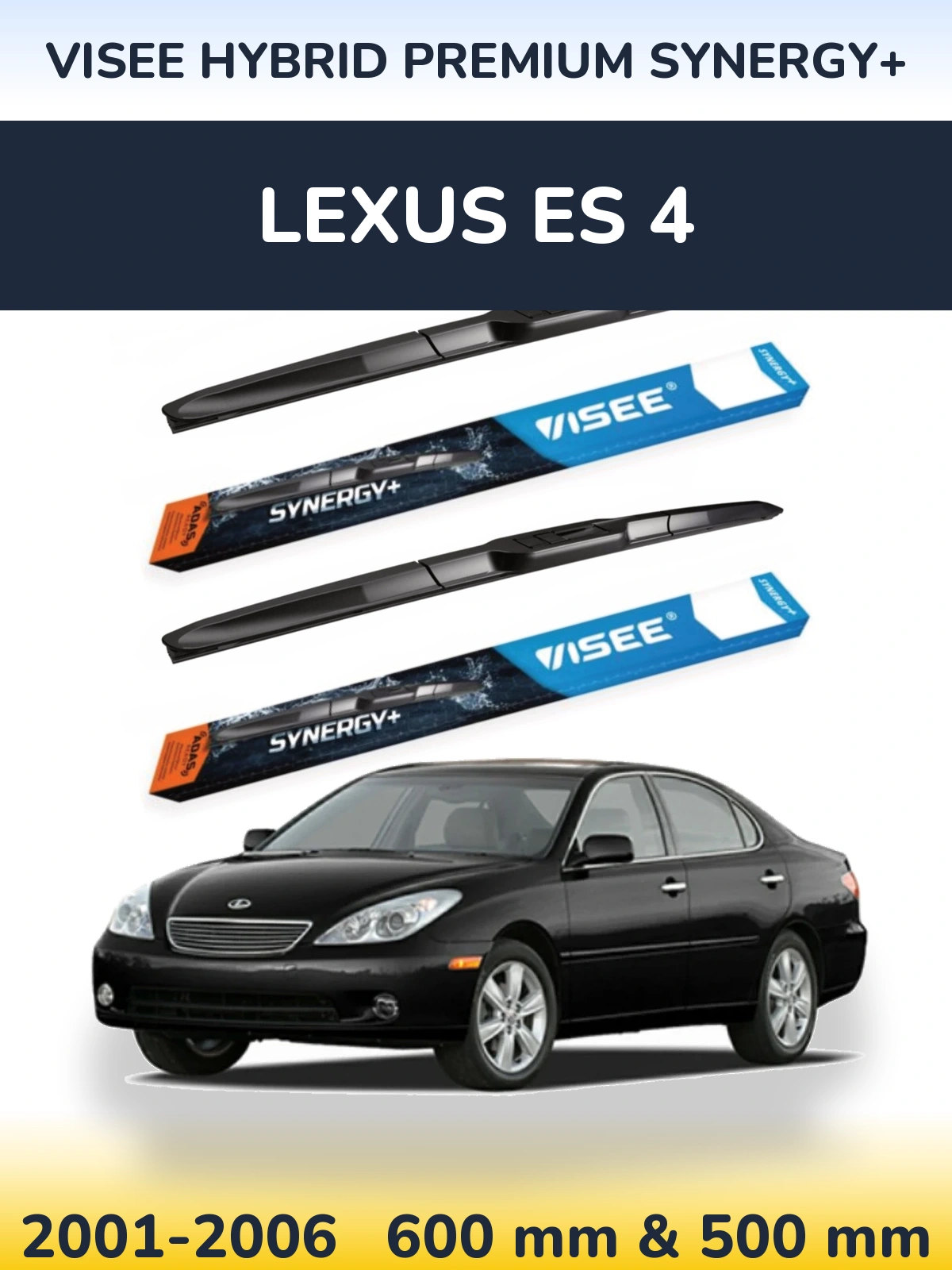 Sada předních stěračů VISEE HYBRID PREMIUM SYNERGY+ 600 a 500 mm pro Lexus ES 4 2001-2006