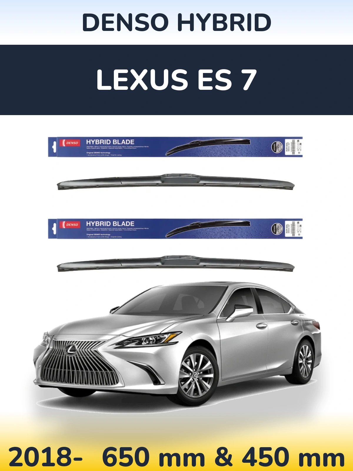 Sada předních stěračů Denso Hybrid 650 a 450 mm pro Lexus ES 7 2018-2026