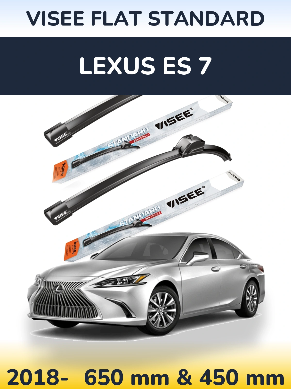 Sada předních stěračů VISEE FLAT STANDARD 650 a 450 mm pro Lexus ES 7 2018-2026