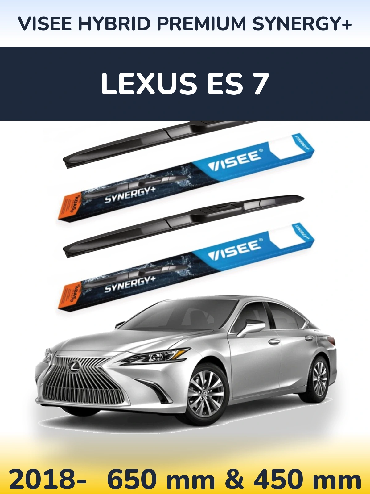 Sada předních stěračů VISEE HYBRID PREMIUM SYNERGY+ 650 a 450 mm pro Lexus ES 7 2018-2026