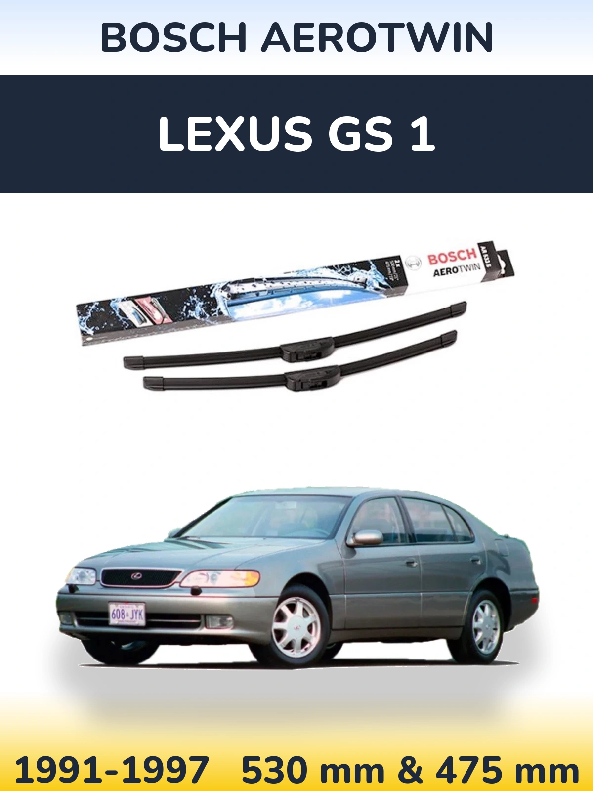 Sada předních stěračů BOSCH AeroTwin 530 a 475 mm pro Lexus GS 1 1991-1997