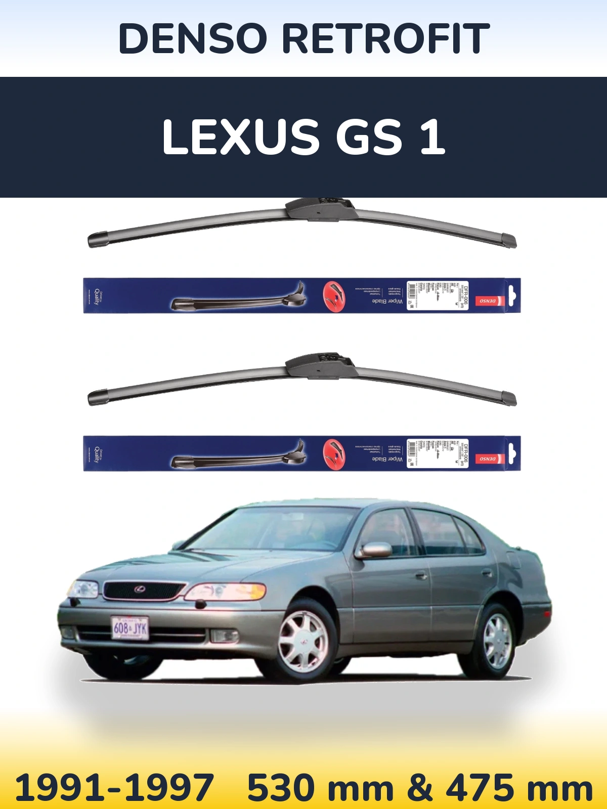 Sada předních stěračů Denso Retrofit 530 a 475 mm pro Lexus GS 1 1991-1997