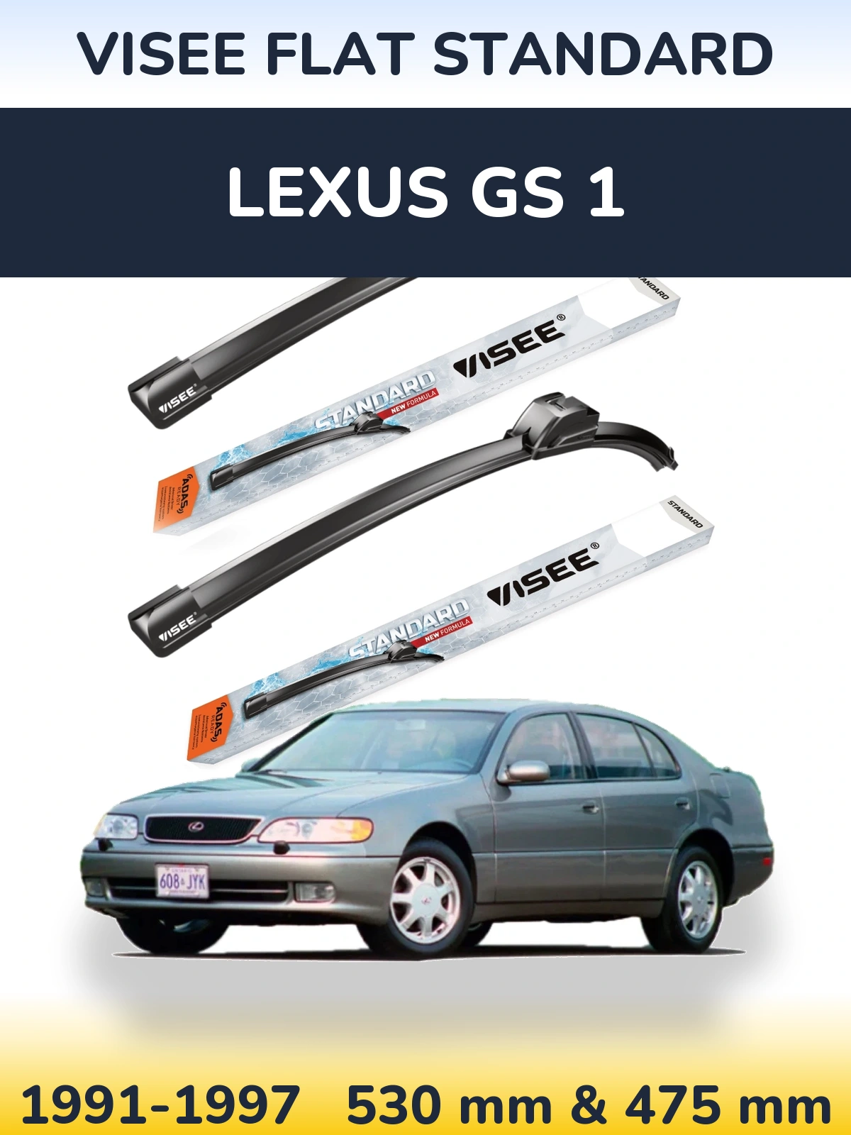 Sada předních stěračů VISEE FLAT STANDARD 530 a 475 mm pro Lexus GS 1 1991-1997