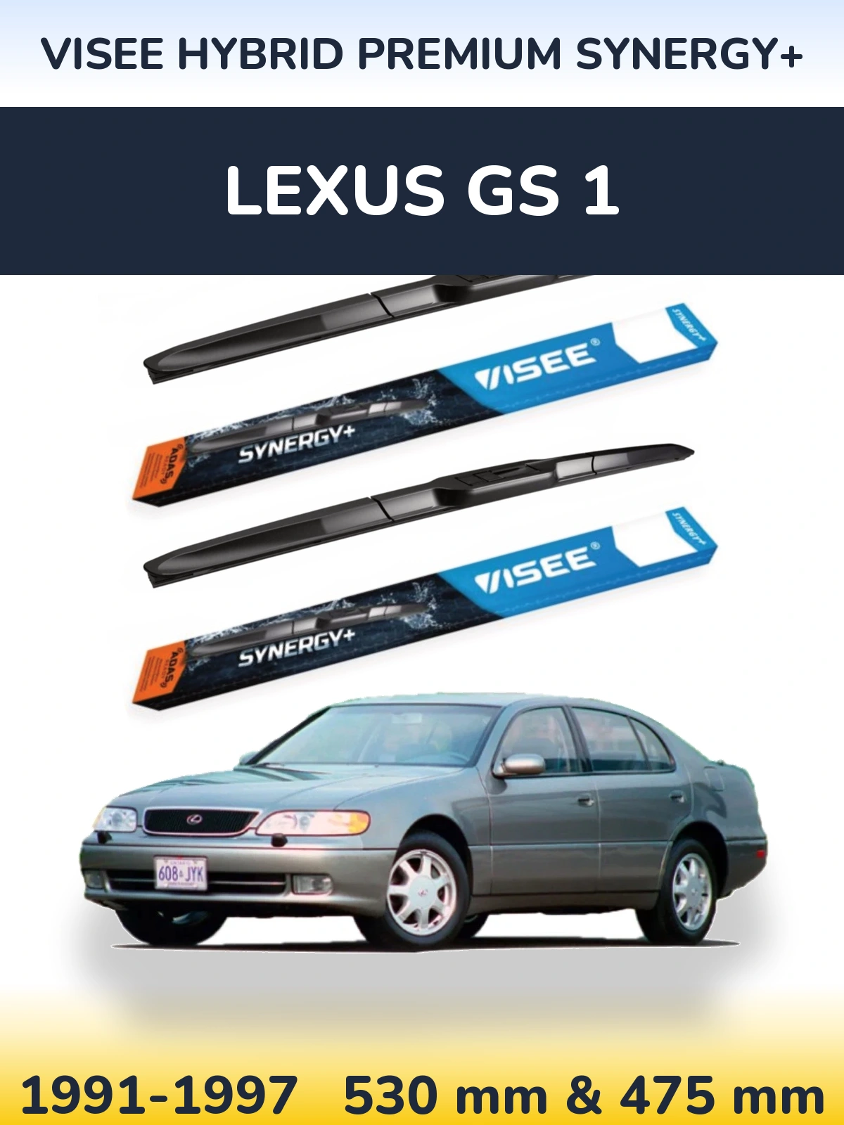 Sada předních stěračů VISEE HYBRID PREMIUM SYNERGY+ 530 a 475 mm pro Lexus GS 1 1991-1997