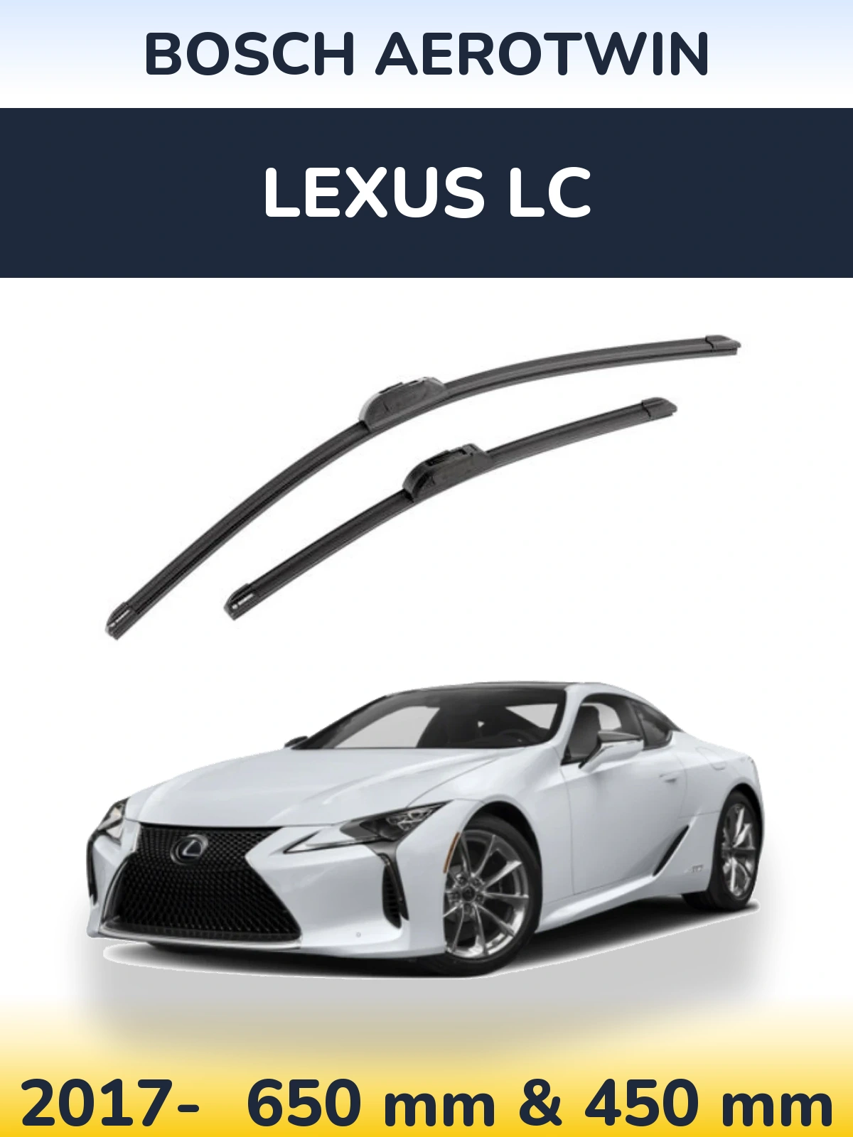 Sada předních stěračů BOSCH AeroTwin 650 a 450 mm pro Lexus LC 2017-2026