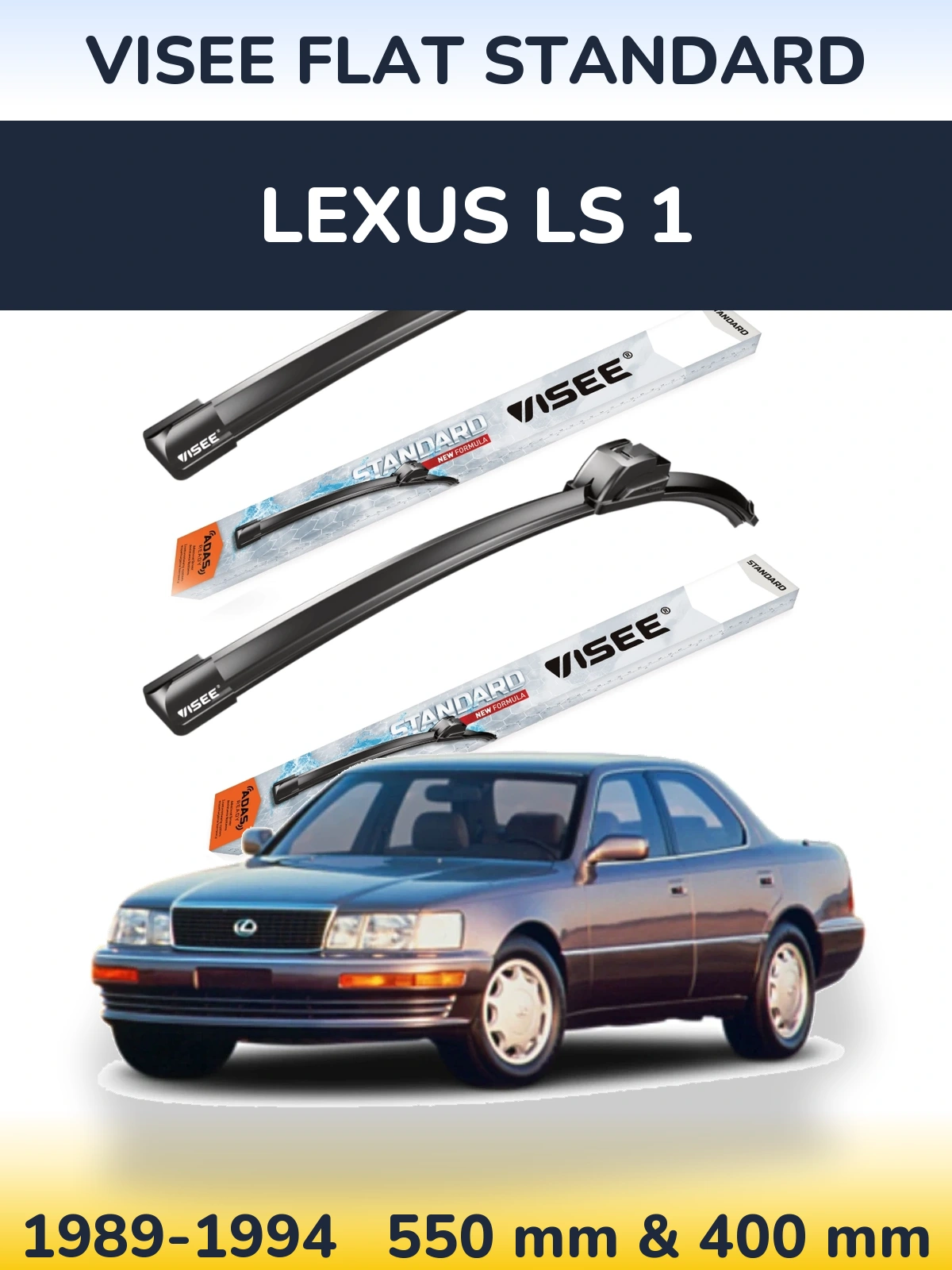 Sada předních stěračů VISEE FLAT STANDARD 550 a 400 mm pro Lexus LS 1 1989-1994