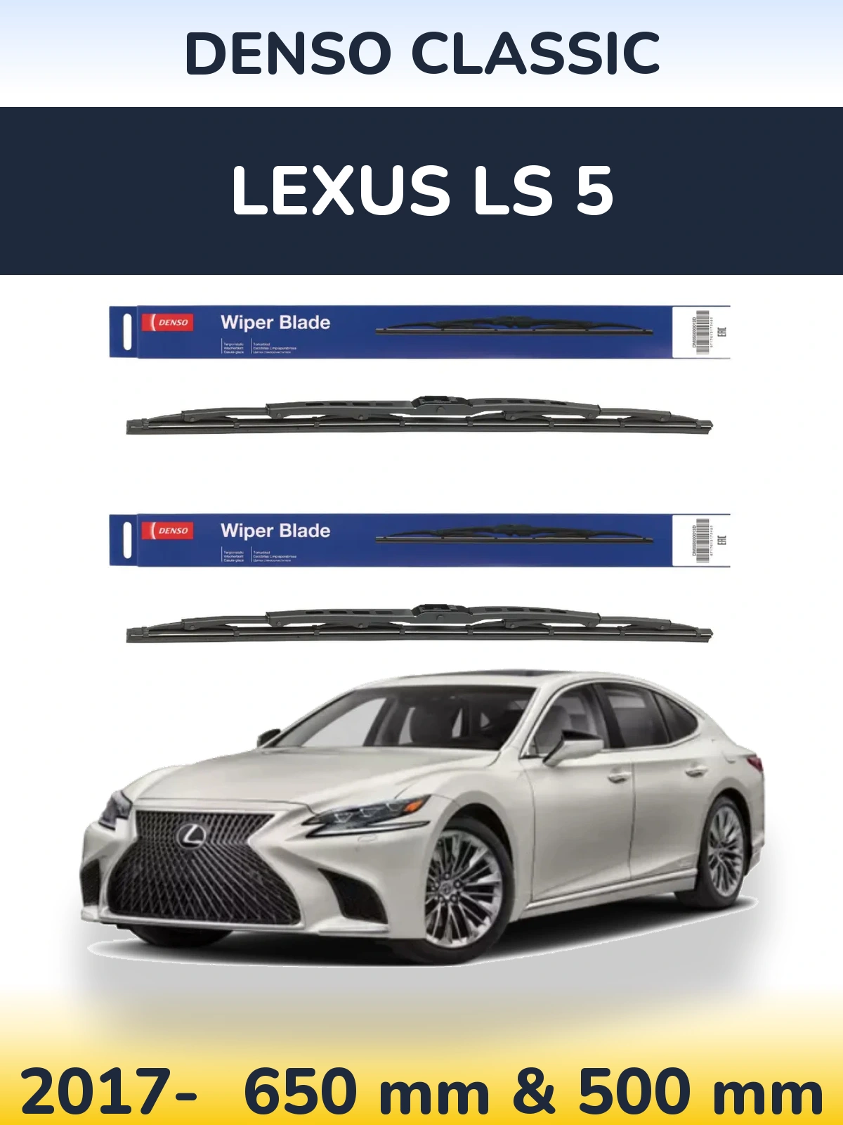 Sada předních stěračů Denso Classic 650 a 500 mm pro Lexus LS 5 2017-2026