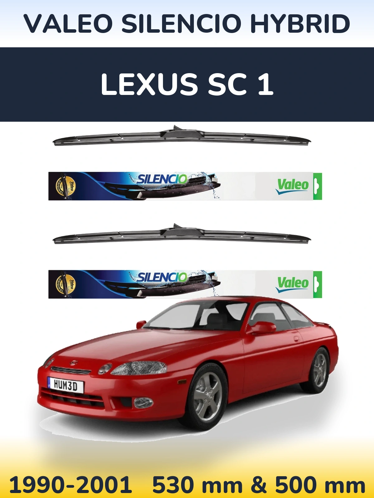 Комплект передніх щіток Valeo Silencio Hybrid 530 & 500 мм для Lexus SC 1 1990-2001