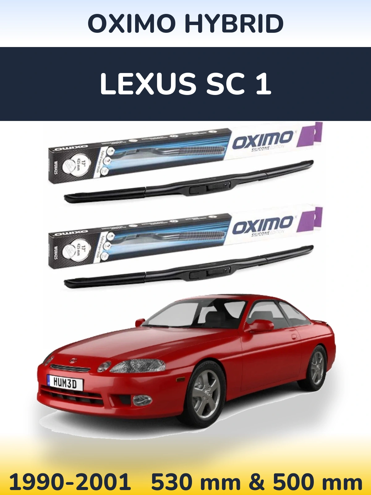 Sada předních stěračů Oximo Hybrid 530 a 500 mm pro Lexus SC 1 1990-2001