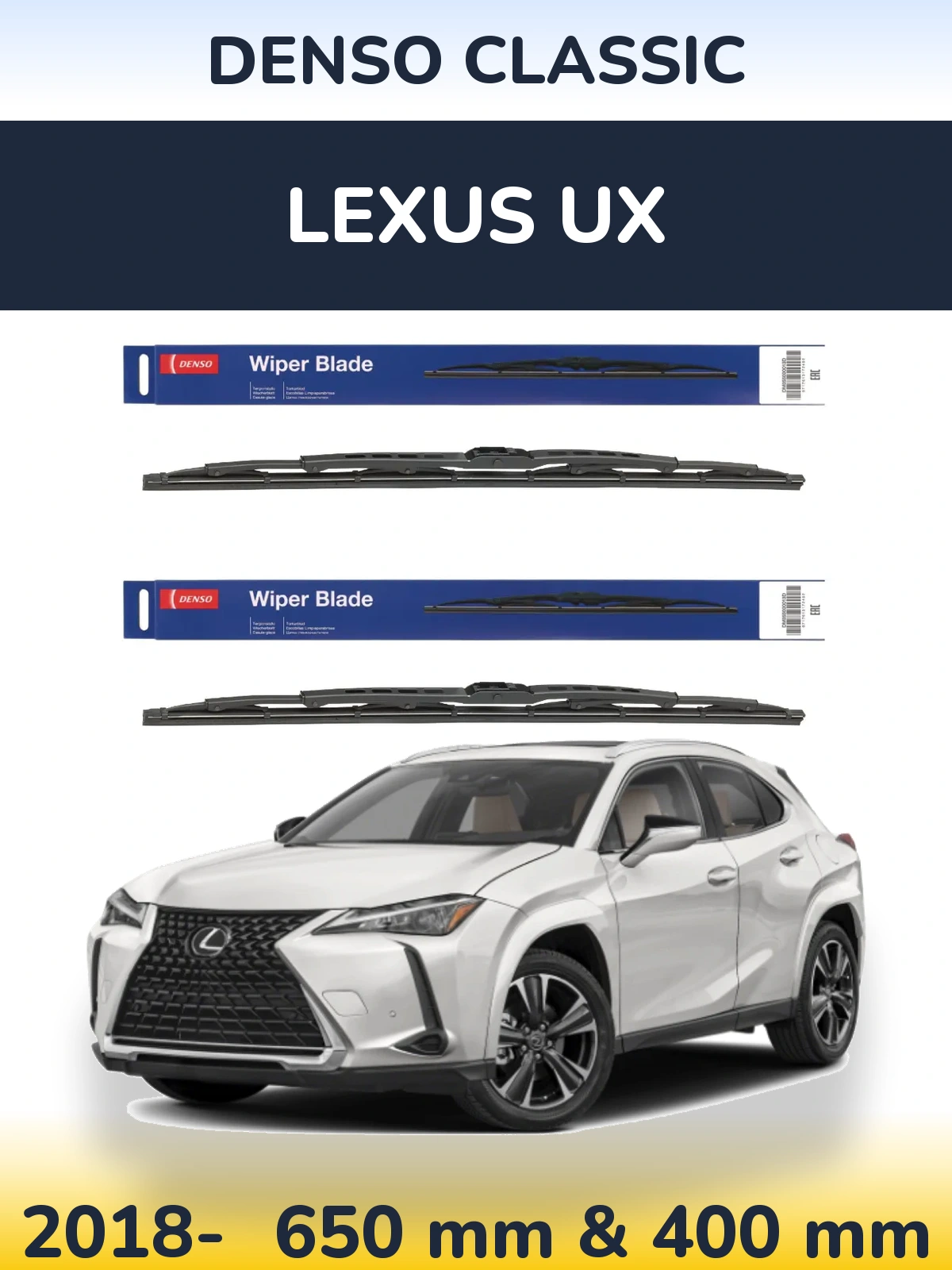 Sada předních stěračů Denso Classic 650 a 400 mm pro Lexus UX 2018-2026