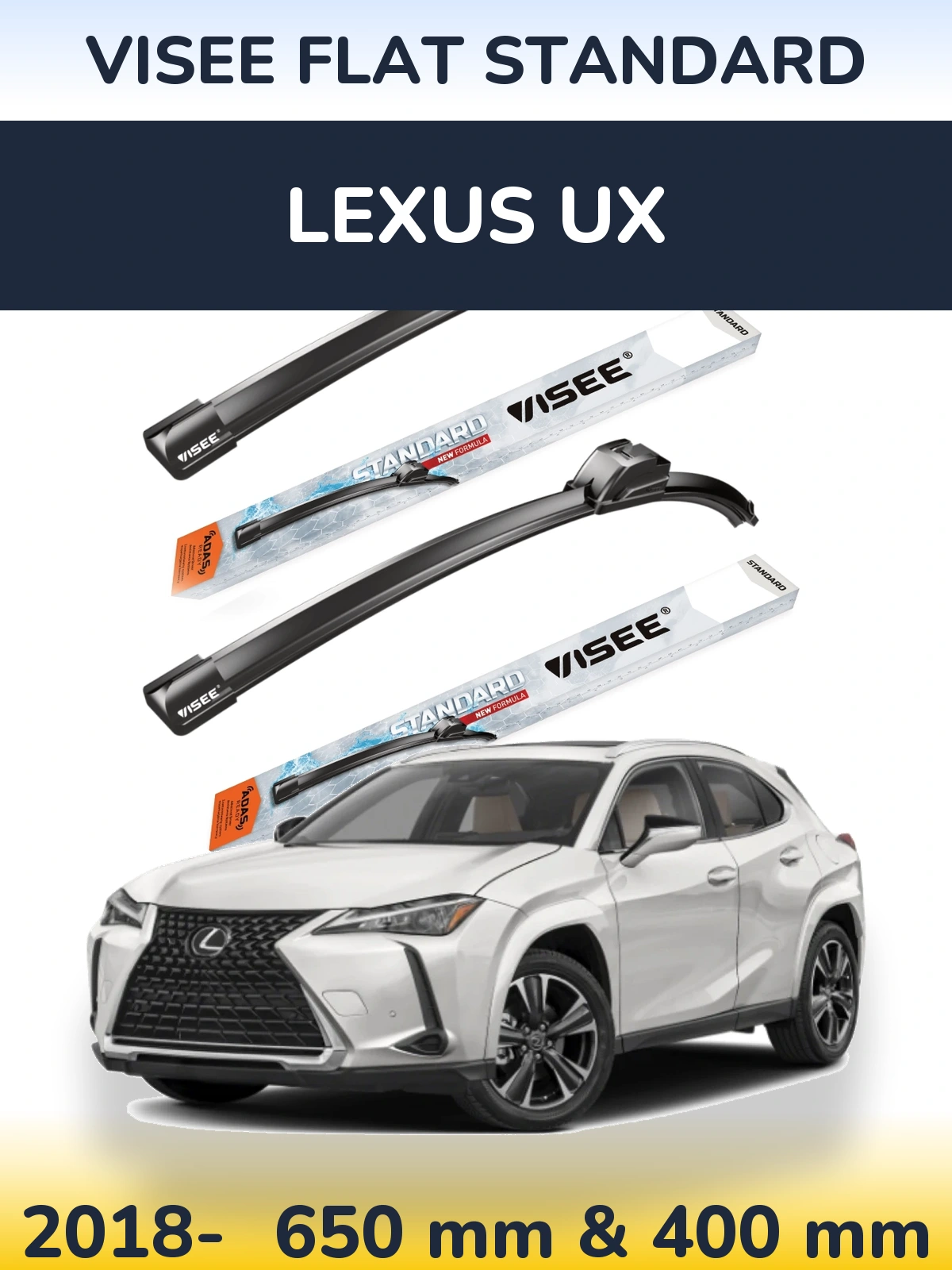 Sada předních stěračů VISEE FLAT STANDARD 650 a 400 mm pro Lexus UX 2018-2026