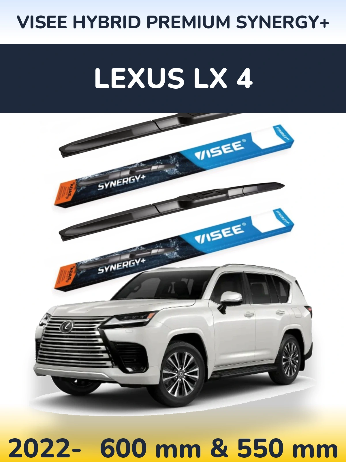 Sada předních stěračů VISEE HYBRID PREMIUM SYNERGY+ 600 a 550 mm pro Lexus LX 4 2022-2026