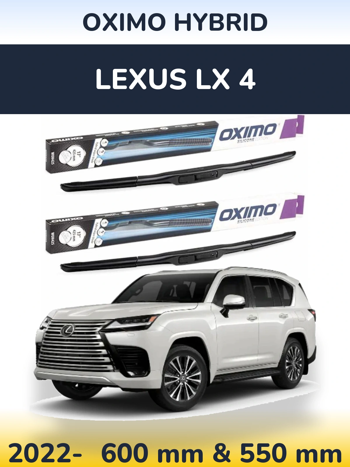 Sada předních stěračů Oximo Hybrid 600 a 550 mm pro Lexus LX 4 2022-2026