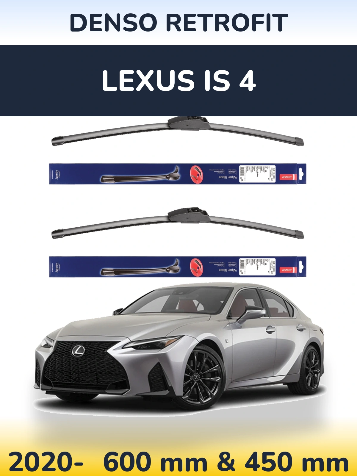 Комплект передніх щіток Denso Retrofit 600 & 450 мм для Lexus IS 4 2020-2026