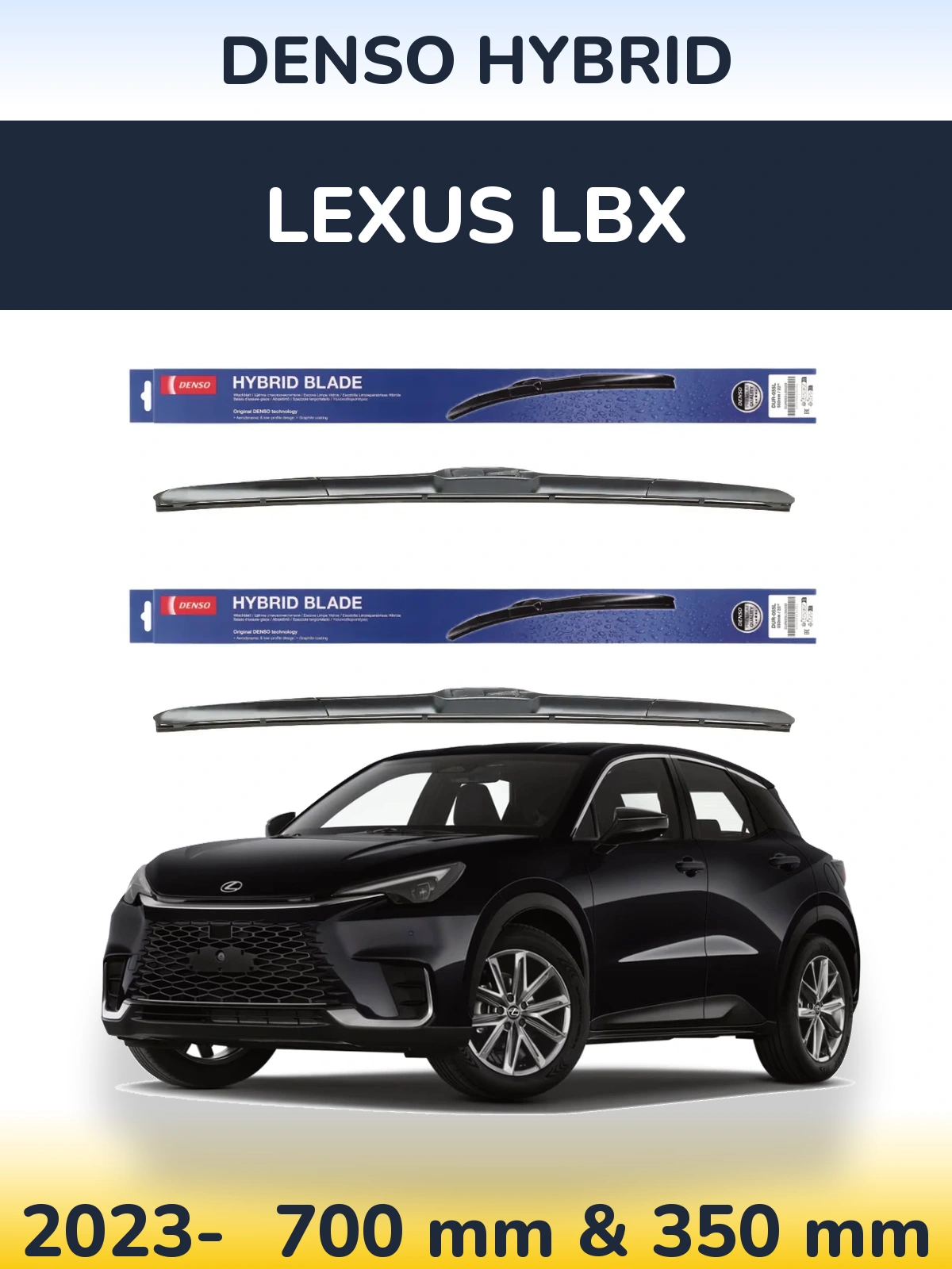 Sada předních stěračů Denso Hybrid 700 a 350 mm pro Lexus LBX 2023-2026