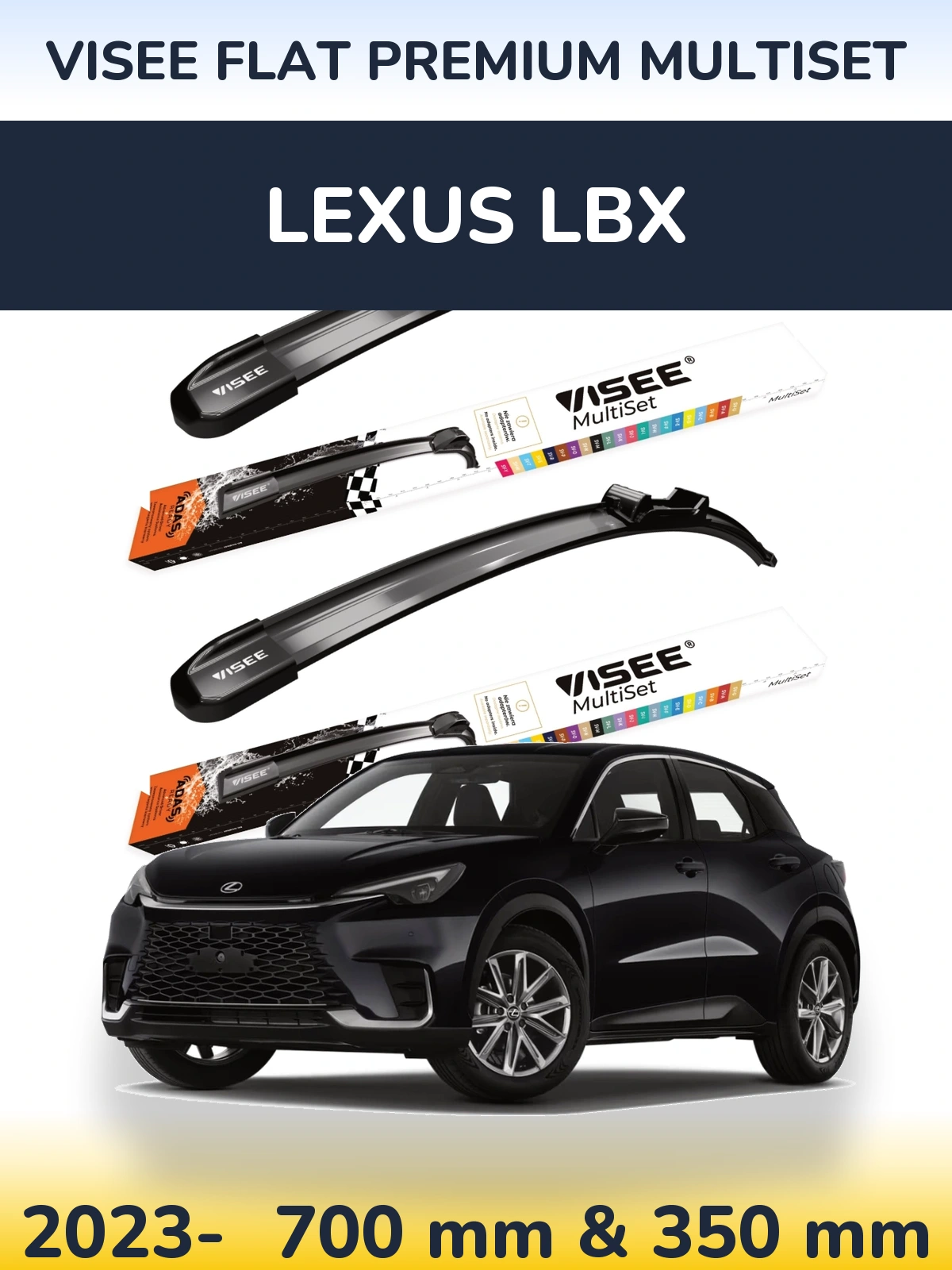 Комплект передніх щіток VISEE FLAT PREMIUM MultiSet 700 & 350 мм для Lexus LBX 2023-2026