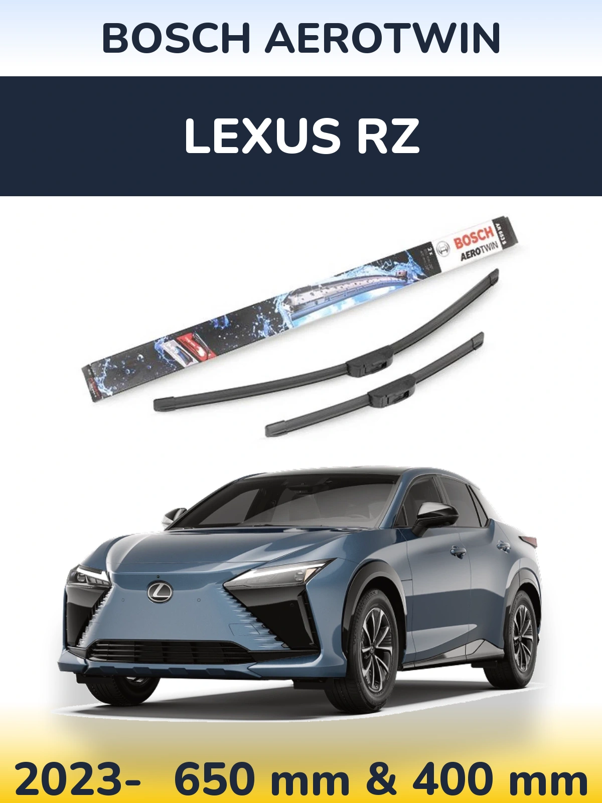 Sada předních stěračů BOSCH AeroTwin 650 a 400 mm pro Lexus RZ 2023-2026