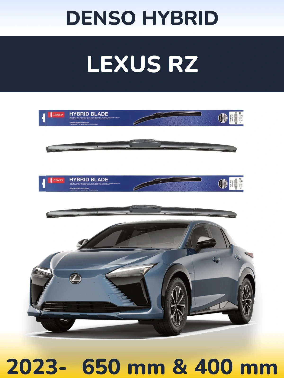 Комплект передніх щіток Denso Hybrid 650 & 400 мм для Lexus RZ 2023-2026