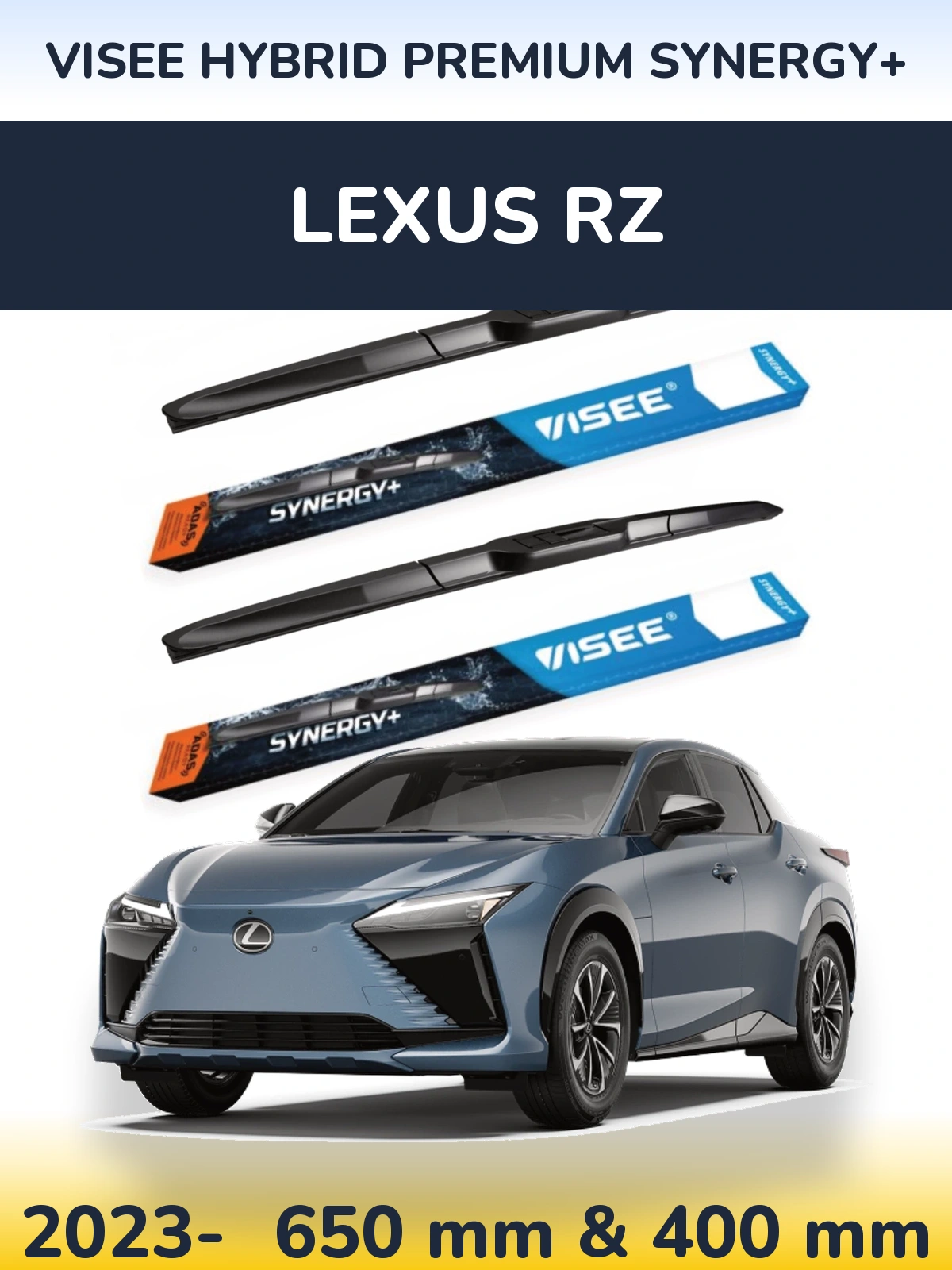 Sada předních stěračů VISEE HYBRID PREMIUM SYNERGY+ 650 a 400 mm pro Lexus RZ 2023-2026