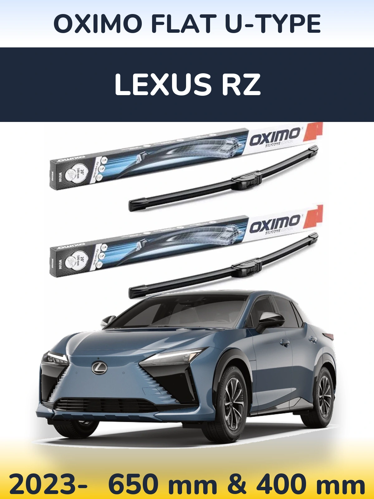 Комплект передніх щіток Oximo Flat U-type 650 & 400 мм для Lexus RZ 2023-2026