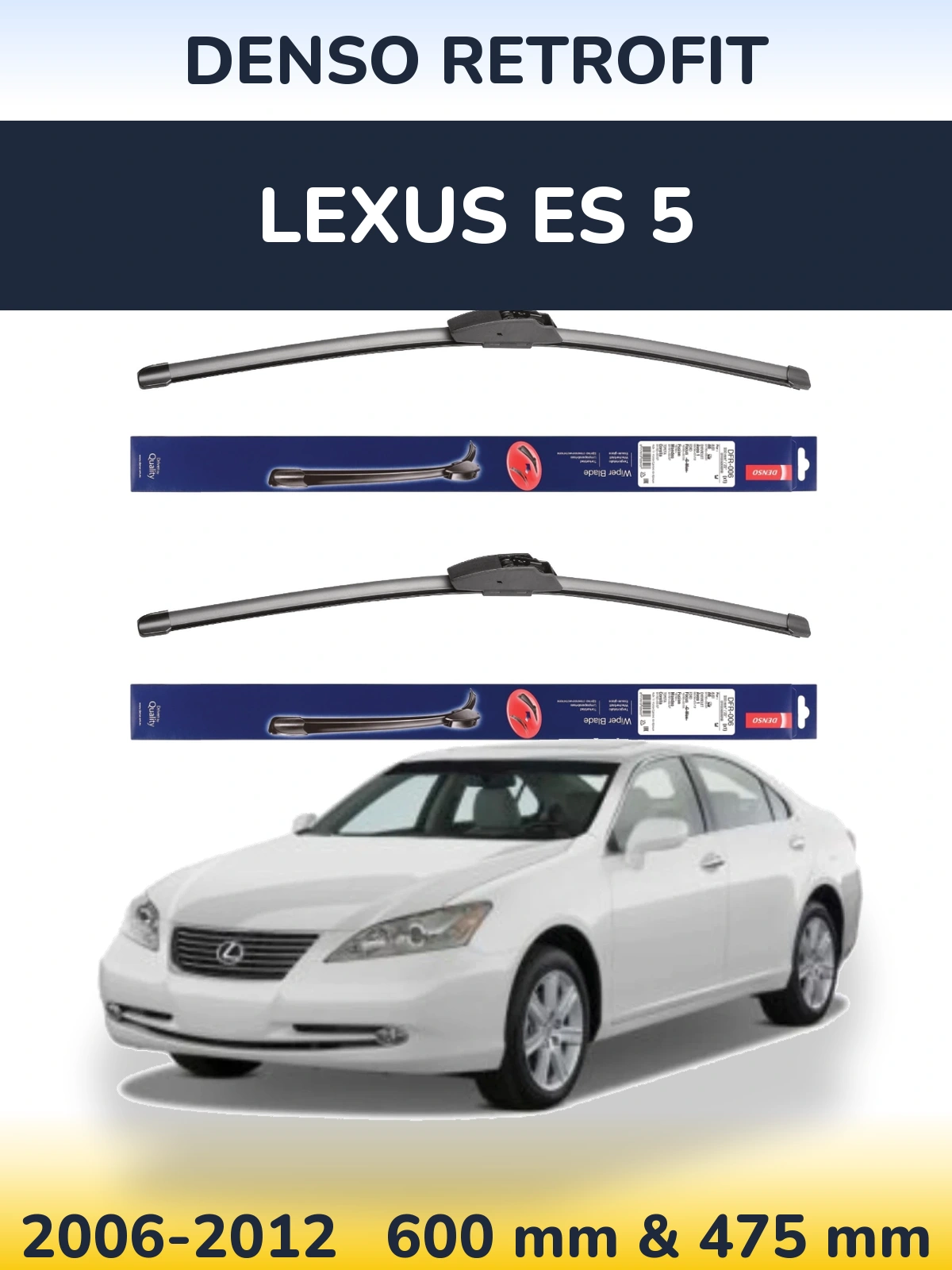 Sada předních stěračů Denso Retrofit 600 a 475 mm pro Lexus ES 5 2006-2012