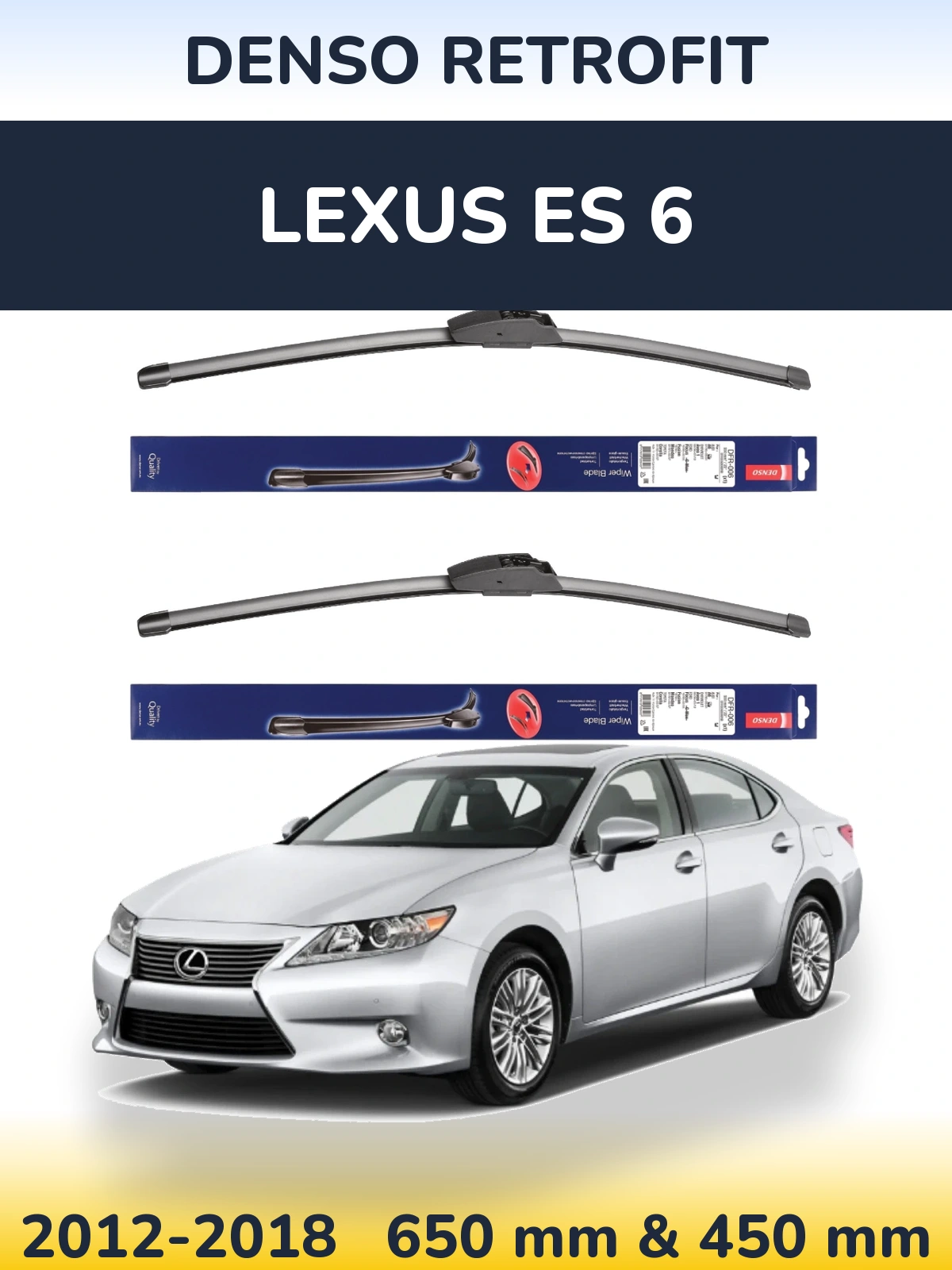 Sada předních stěračů Denso Retrofit 650 a 450 mm pro Lexus ES 6 2012-2018