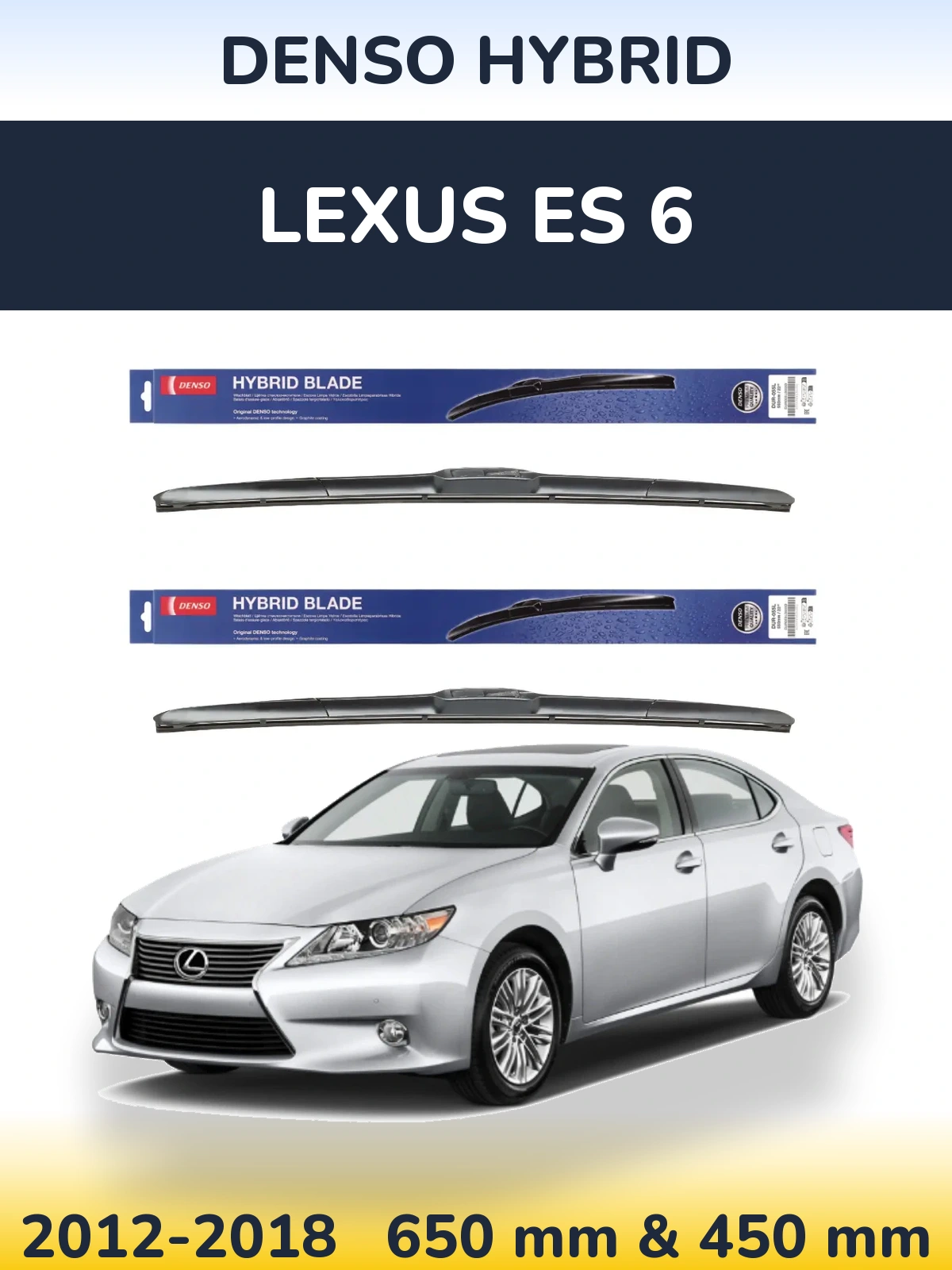 Sada předních stěračů Denso Hybrid 650 a 450 mm pro Lexus ES 6 2012-2018
