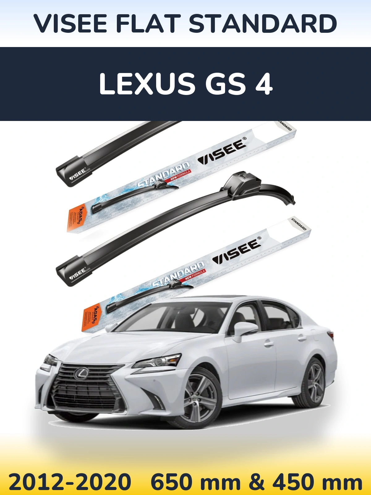 Sada předních stěračů VISEE FLAT STANDARD 650 a 450 mm pro Lexus GS 4 2012-2020