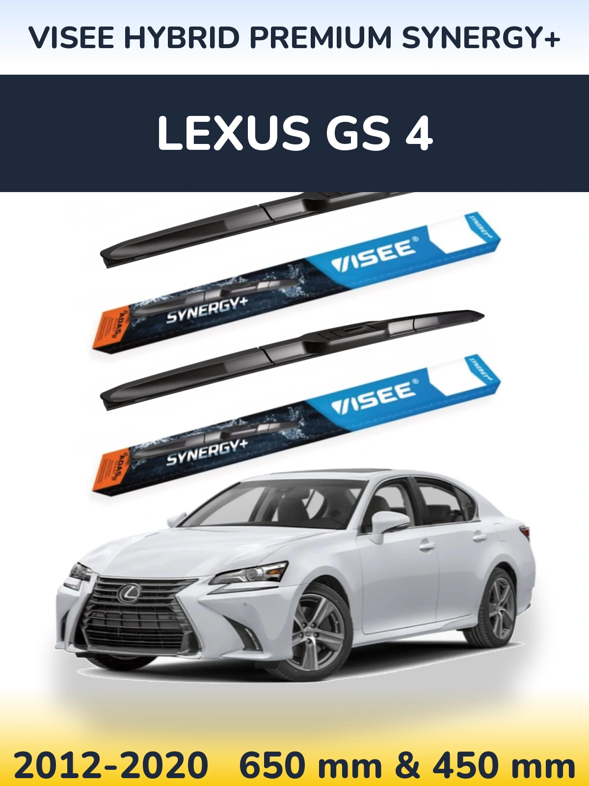 Sada předních stěračů VISEE HYBRID PREMIUM SYNERGY+ 650 a 450 mm pro Lexus GS 4 2012-2020