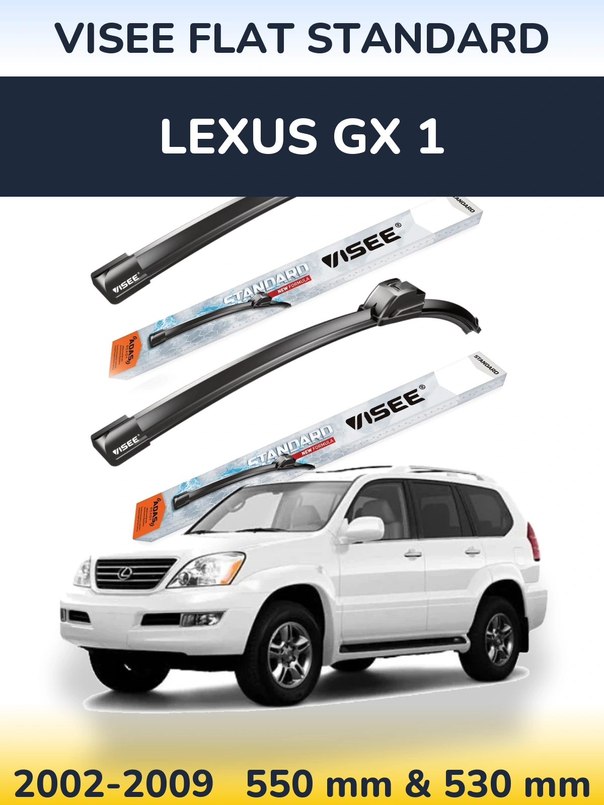 Sada předních stěračů VISEE FLAT STANDARD 550 a 530 mm pro Lexus GX 1 2002-2009