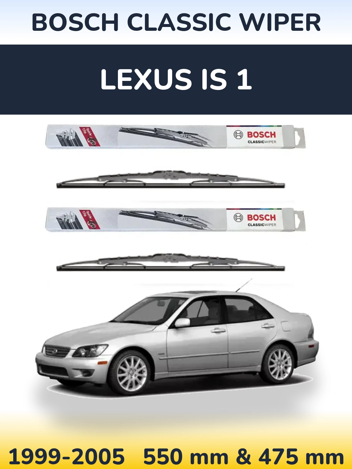 Sada předních stěračů BOSCH Classic Wiper 550 a 475 mm pro Lexus IS 1 1999-2005