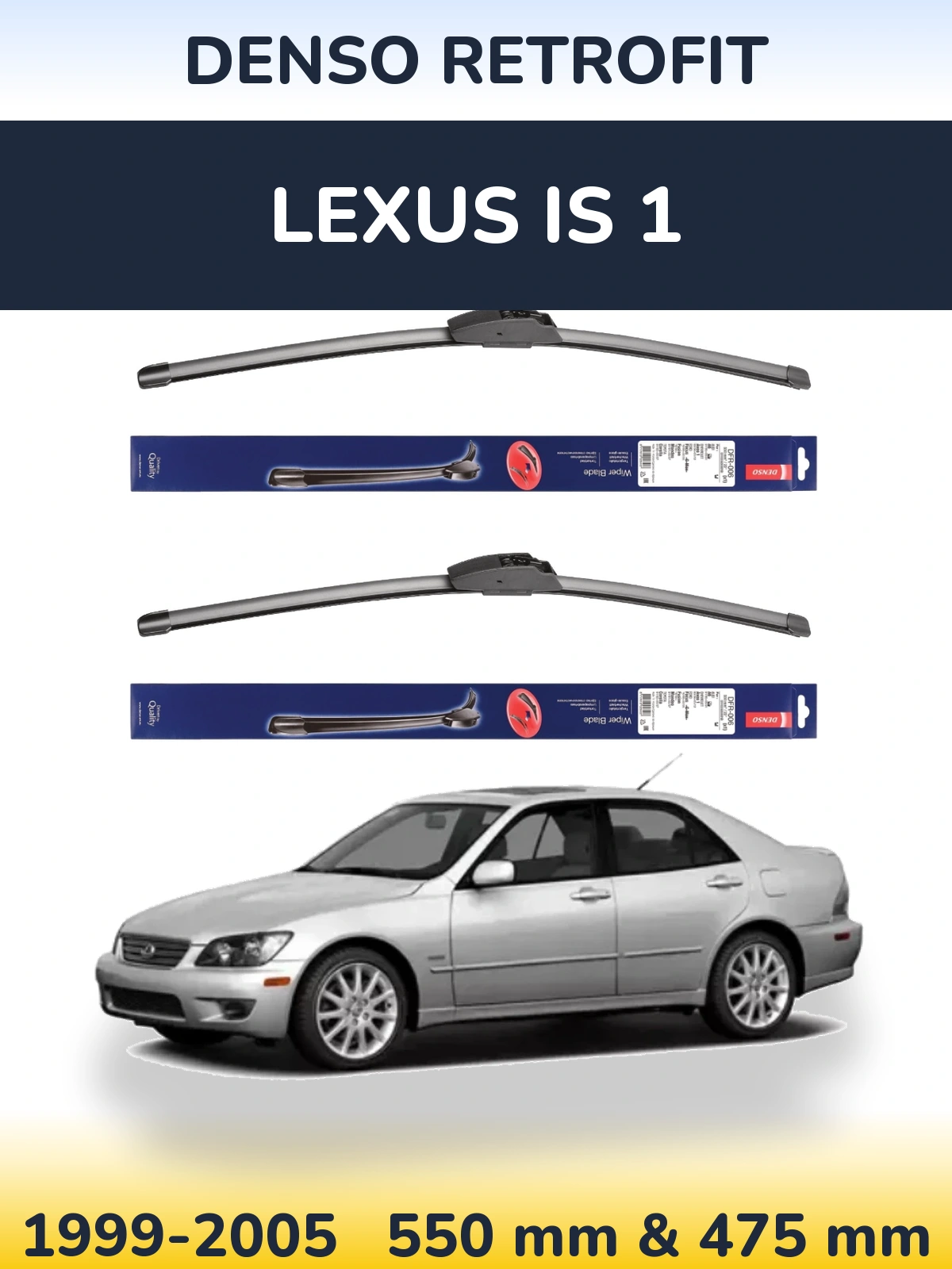 Sada předních stěračů Denso Retrofit 550 a 475 mm pro Lexus IS 1 1999-2005
