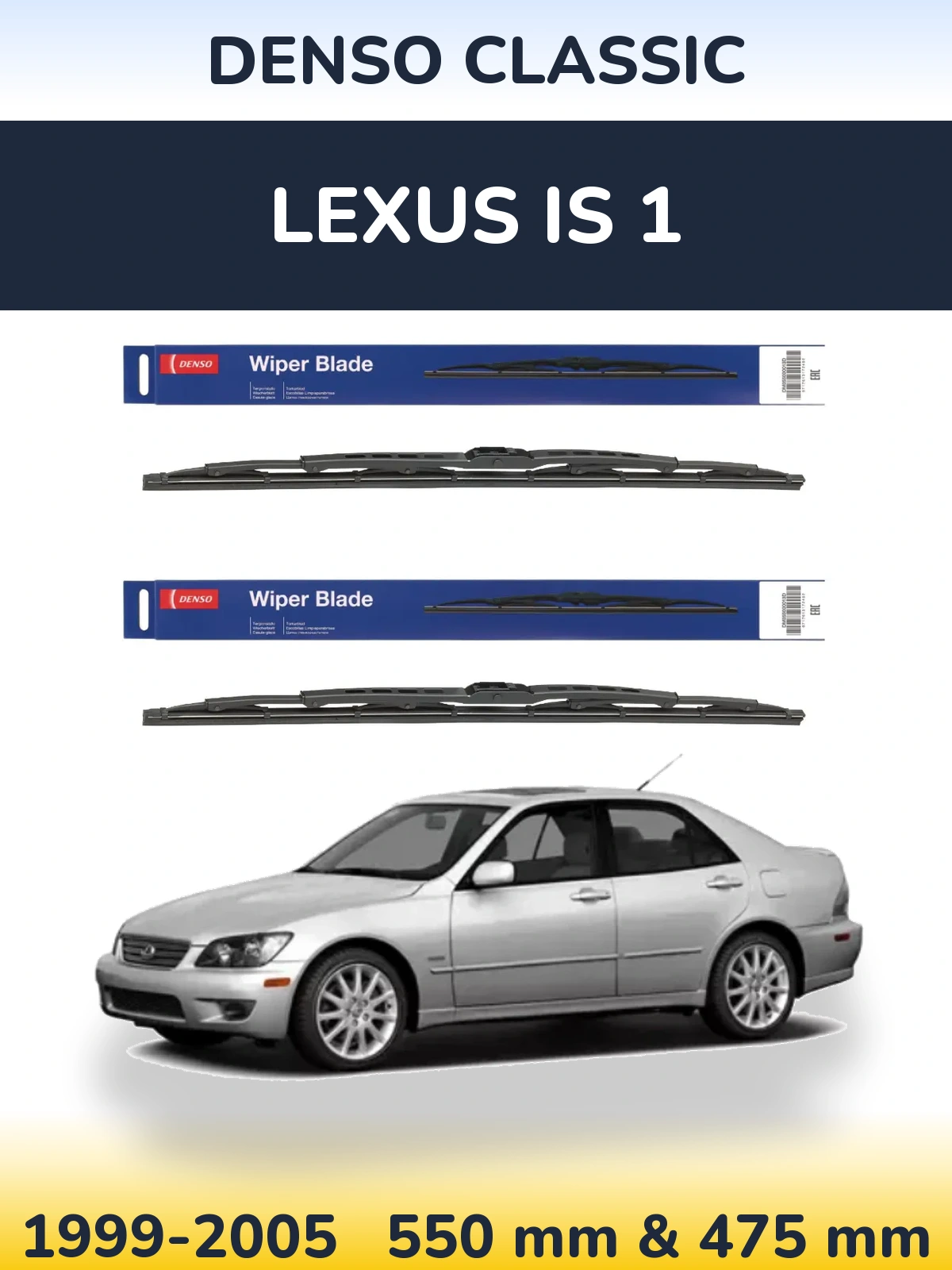 Sada předních stěračů Denso Classic 550 a 475 mm pro Lexus IS 1 1999-2005