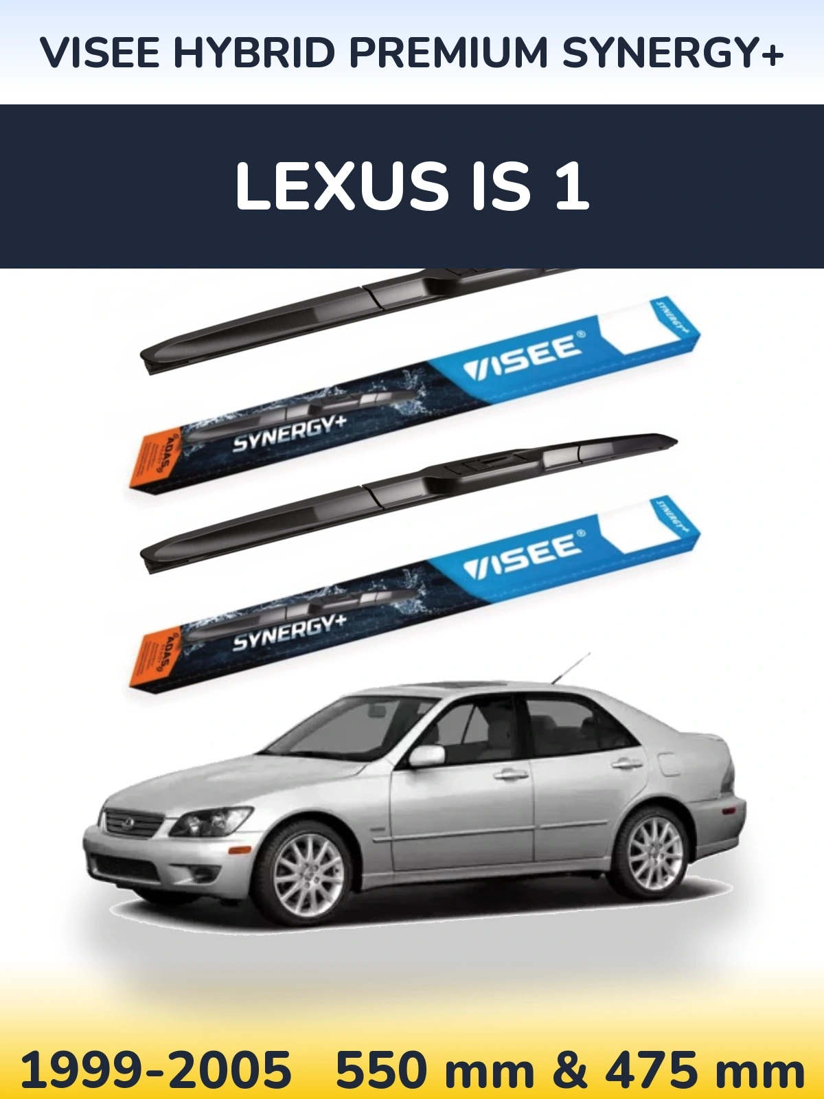 Sada předních stěračů VISEE HYBRID PREMIUM SYNERGY+ 550 a 475 mm pro Lexus IS 1 1999-2005