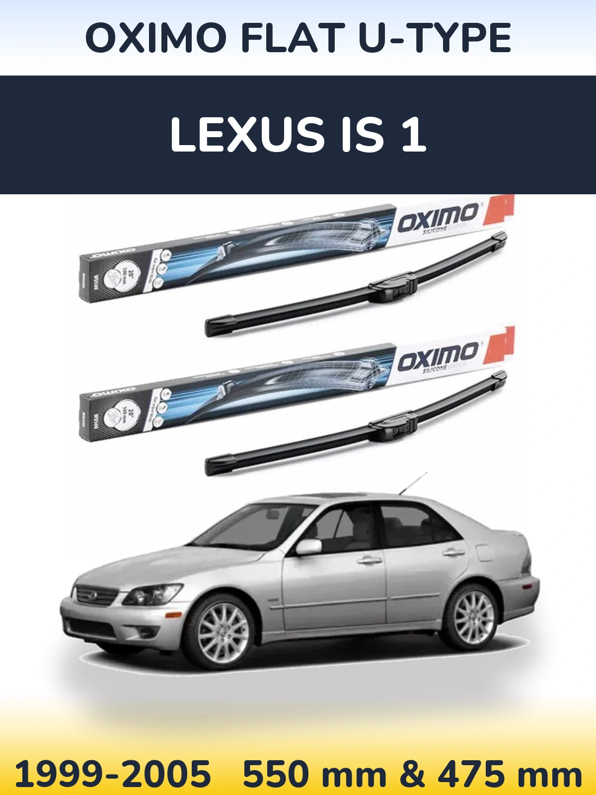 Sada předních stěračů Oximo Flat U-type 550 a 475 mm pro Lexus IS 1 1999-2005