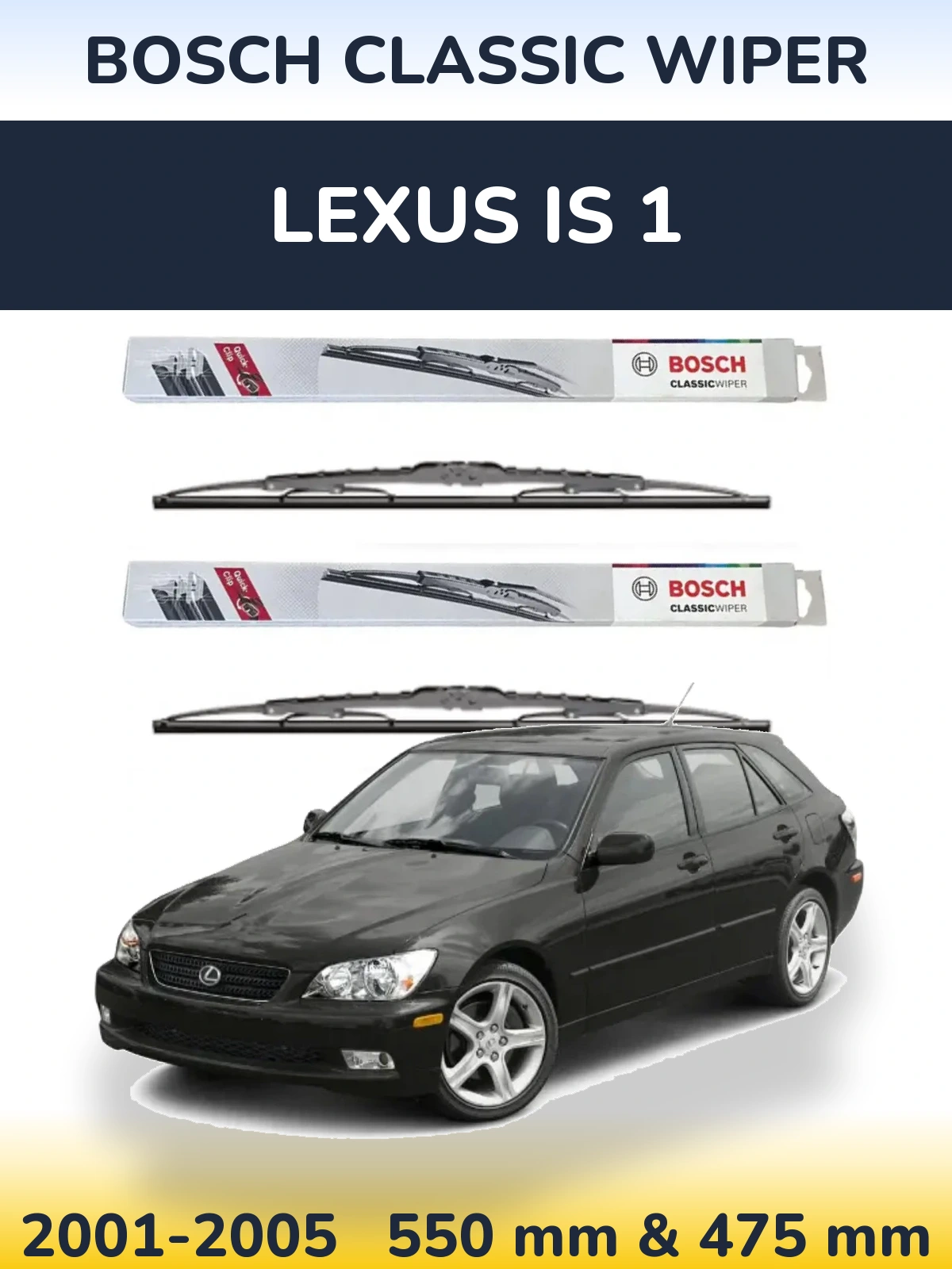 Sada předních stěračů BOSCH Classic Wiper 550 a 475 mm pro Lexus IS 1 2001-2005