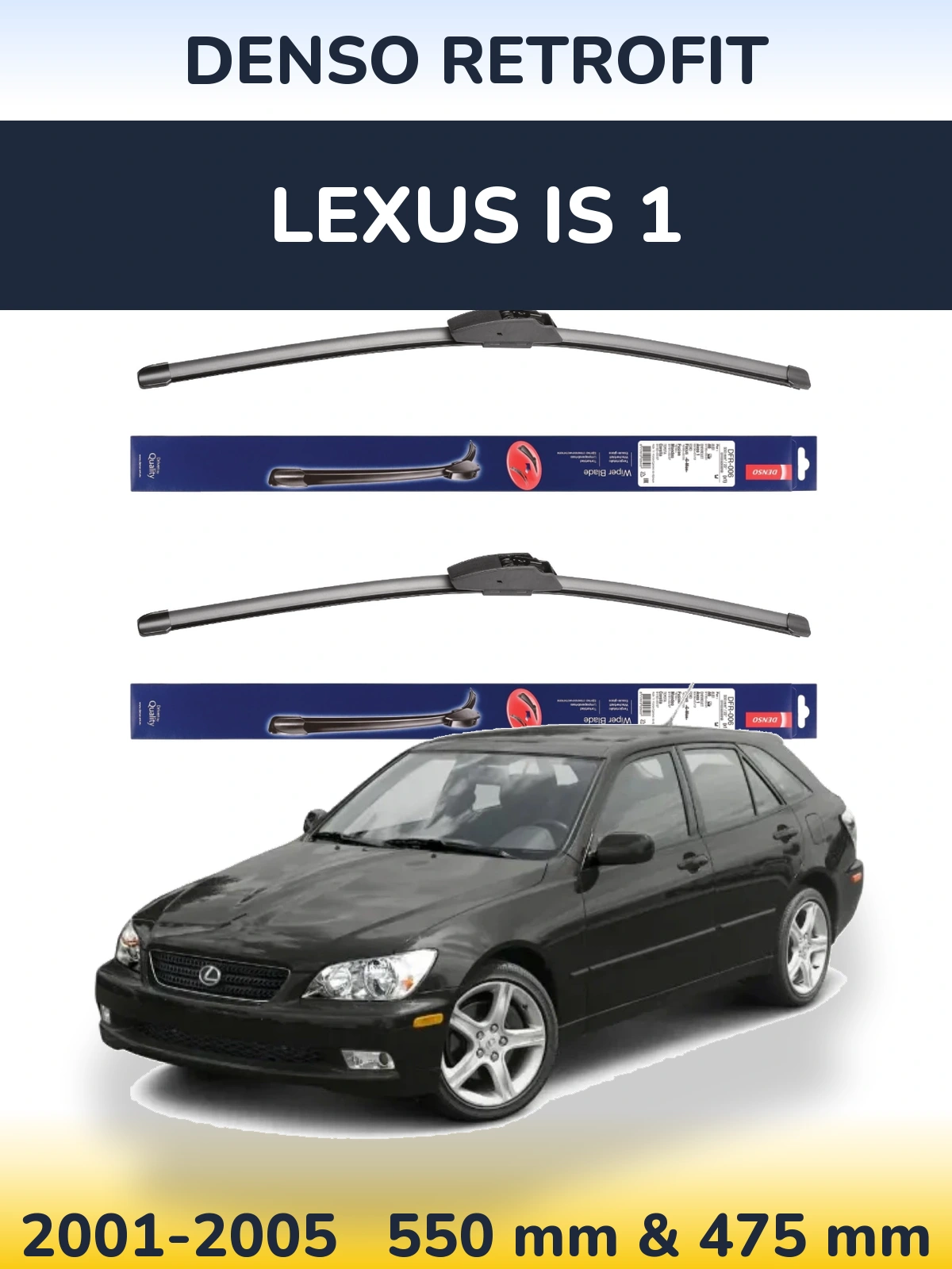 Sada předních stěračů Denso Retrofit 550 a 475 mm pro Lexus IS 1 2001-2005