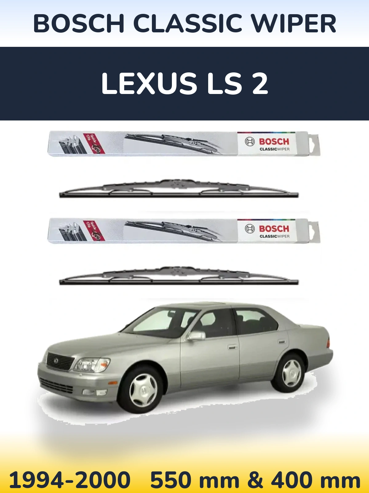 Sada předních stěračů BOSCH Classic Wiper 550 a 400 mm pro Lexus LS 2 1994-2000