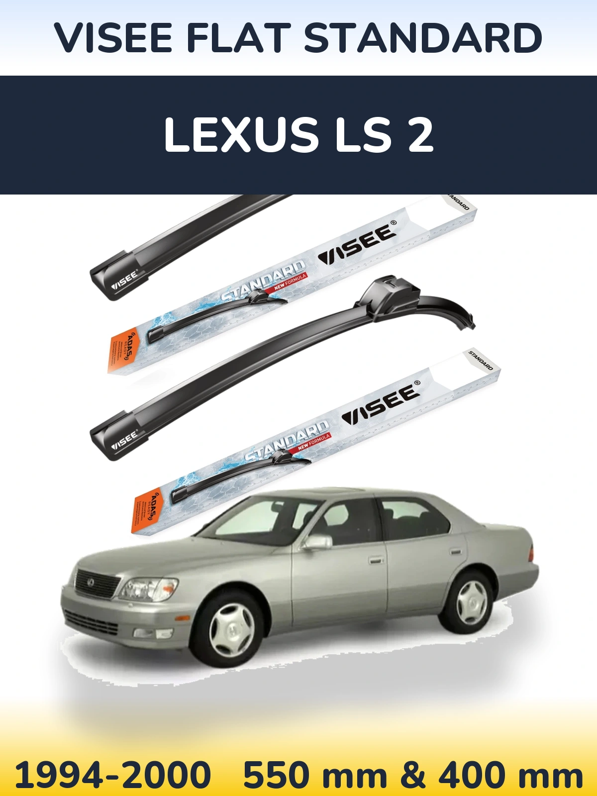Sada předních stěračů VISEE FLAT STANDARD 550 a 400 mm pro Lexus LS 2 1994-2000