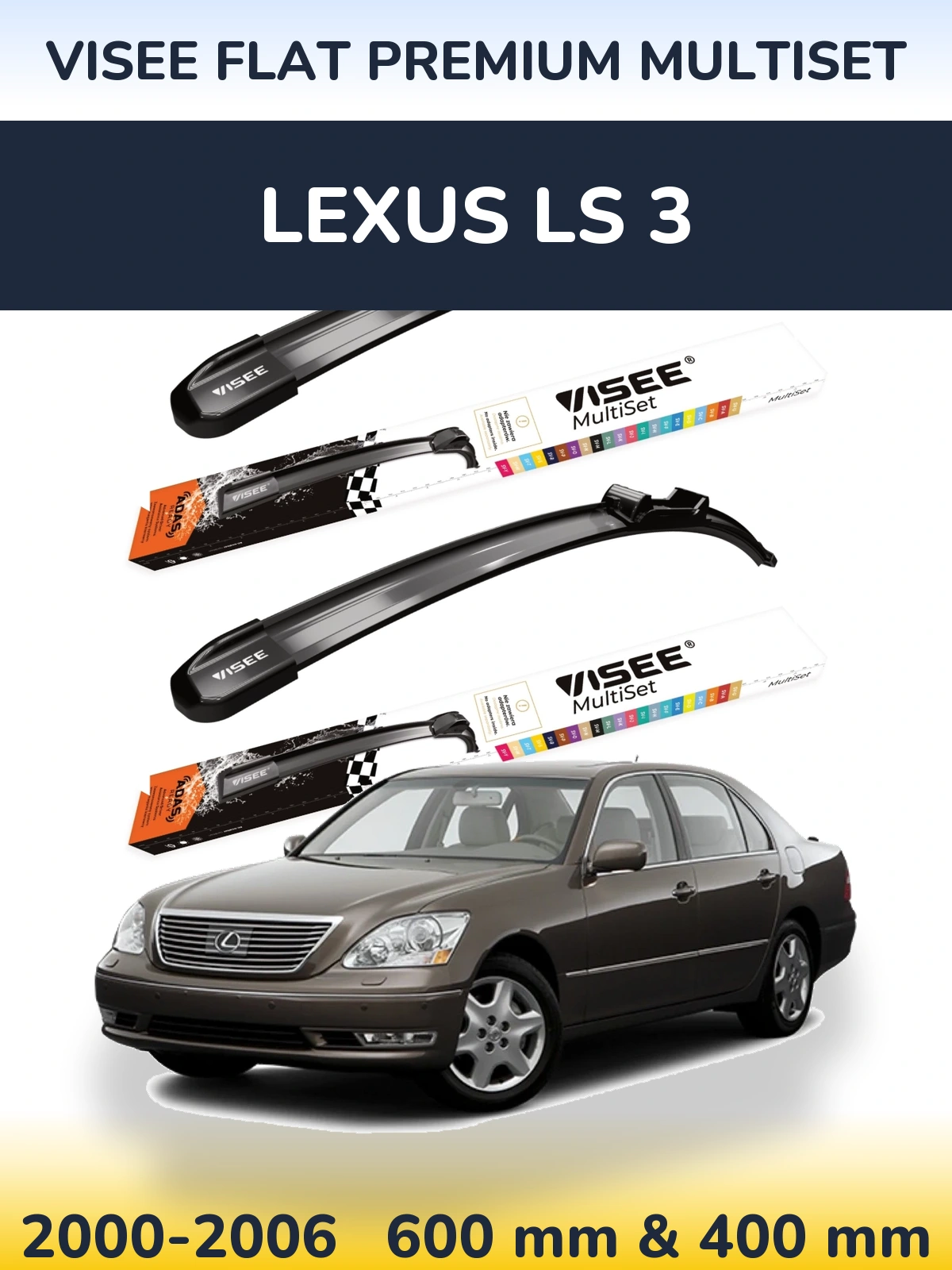 Sada předních stěračů VISEE FLAT PREMIUM MultiSet 600 a 400 mm pro Lexus LS 3 2000-2006