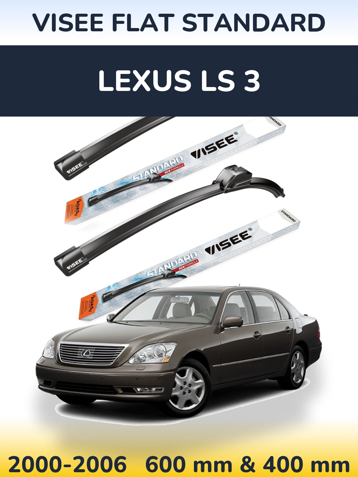 Sada předních stěračů VISEE FLAT STANDARD 600 a 400 mm pro Lexus LS 3 2000-2006