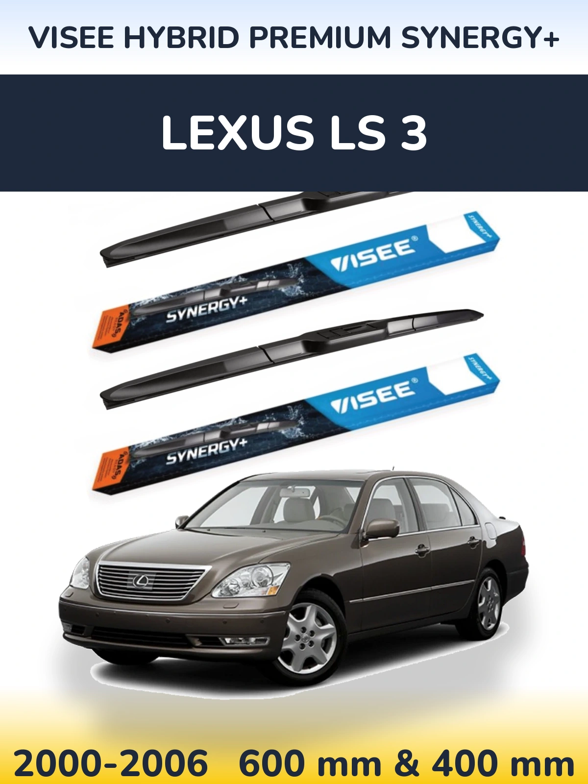 Sada předních stěračů VISEE HYBRID PREMIUM SYNERGY+ 600 a 400 mm pro Lexus LS 3 2000-2006