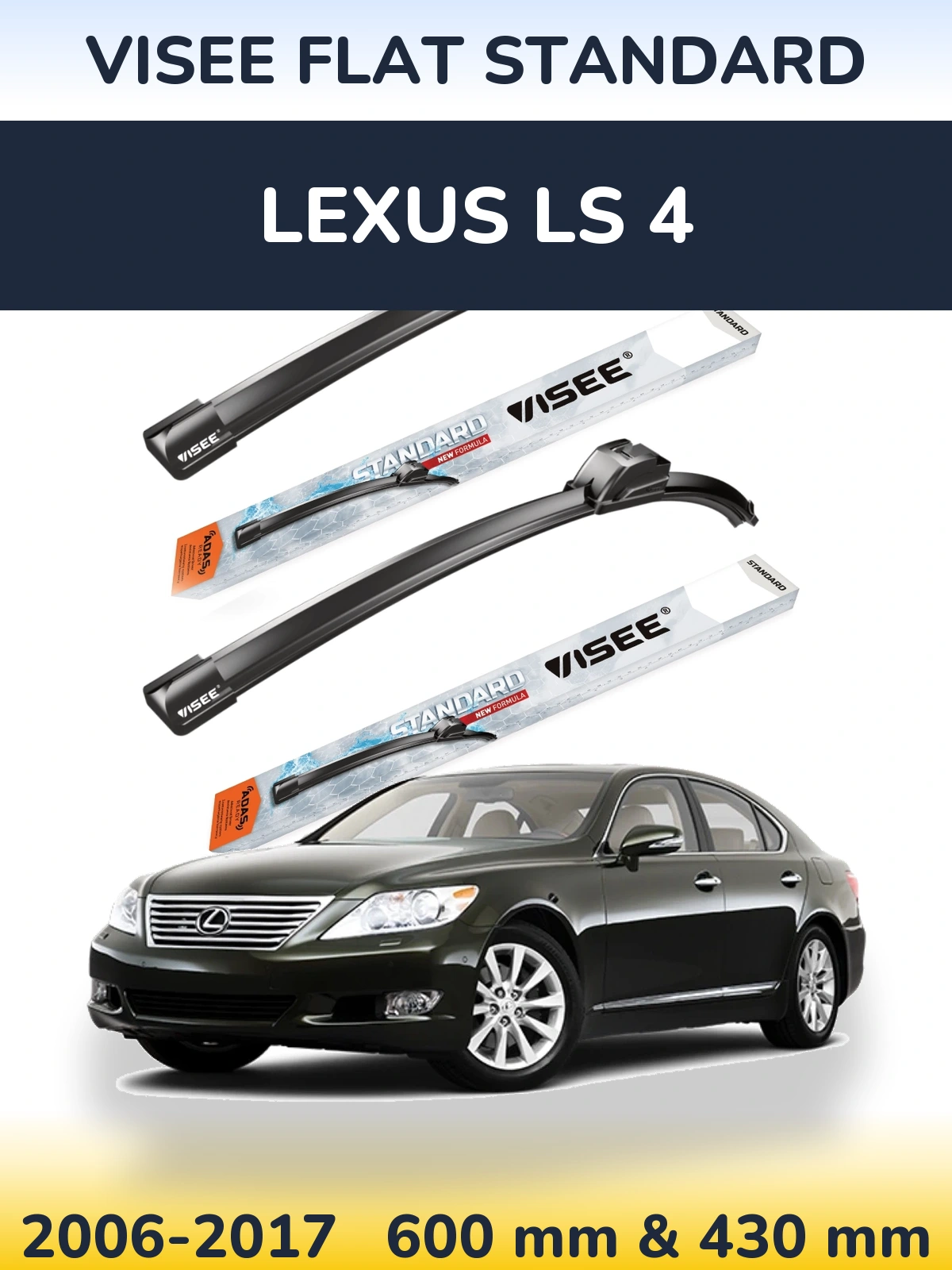 Sada předních stěračů VISEE FLAT STANDARD 600 a 430 mm pro Lexus LS 4 2006-2017