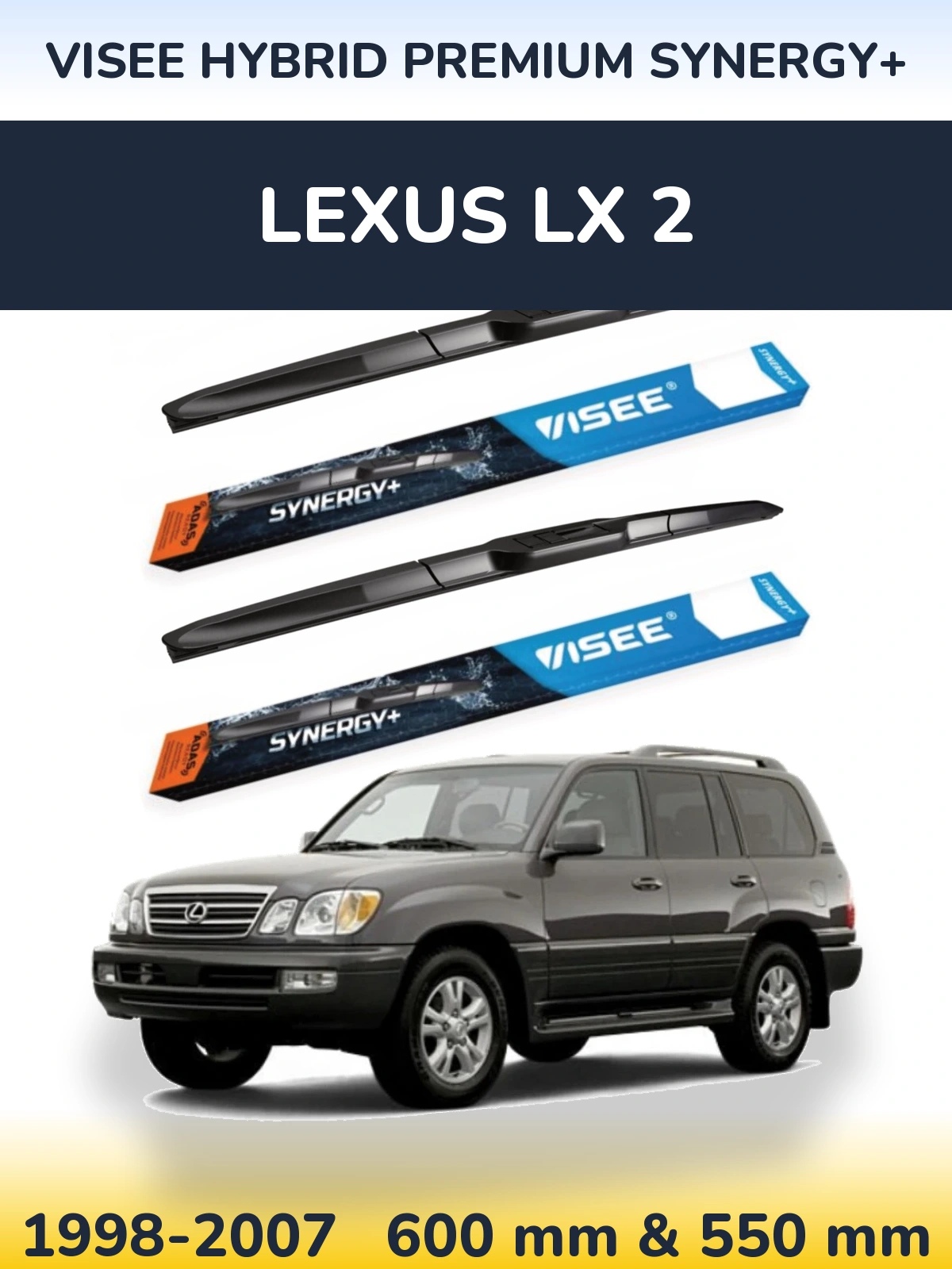 Sada předních stěračů VISEE HYBRID PREMIUM SYNERGY+ 600 a 550 mm pro Lexus LX 2 1998-2007